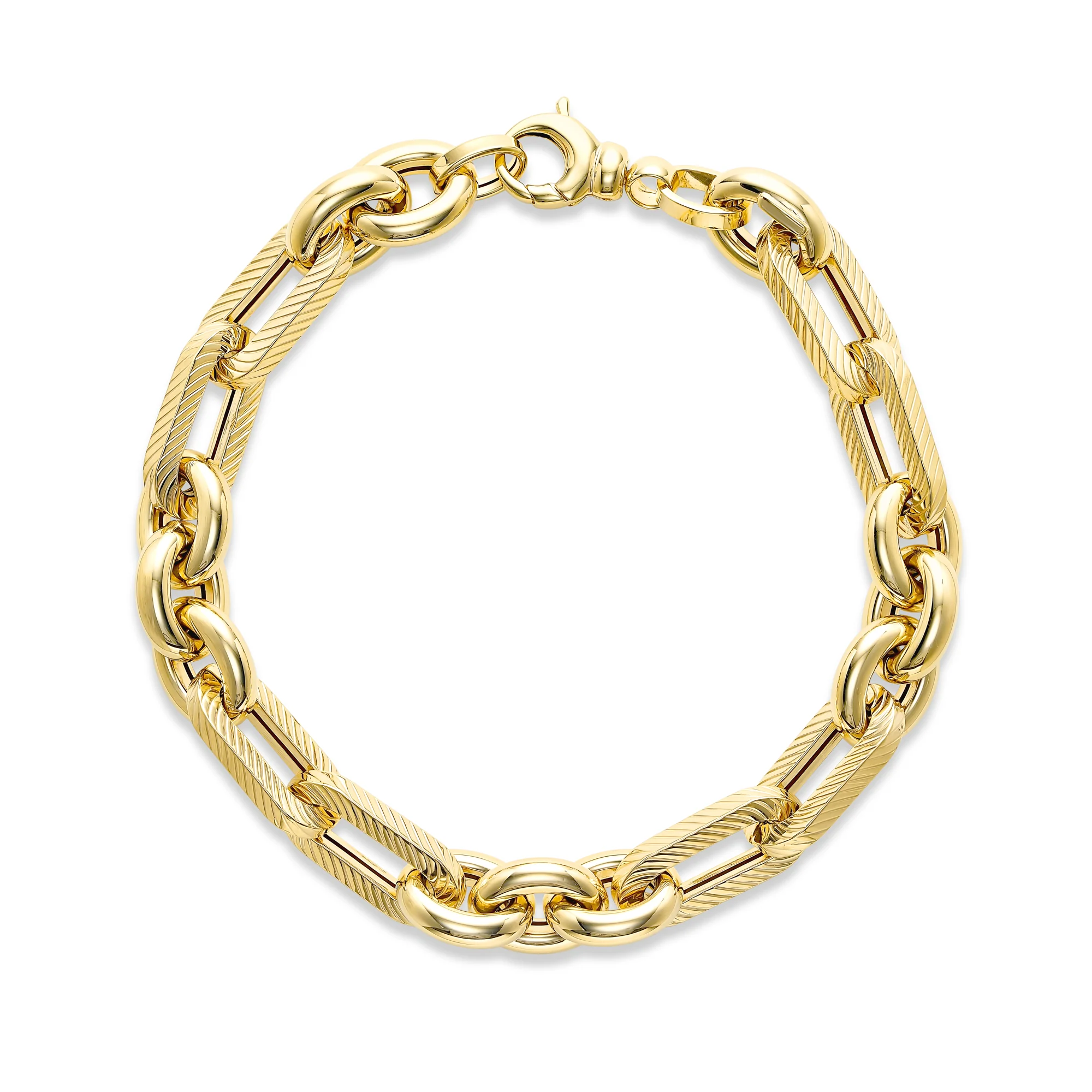 14k Italian Etched Link Bracelet