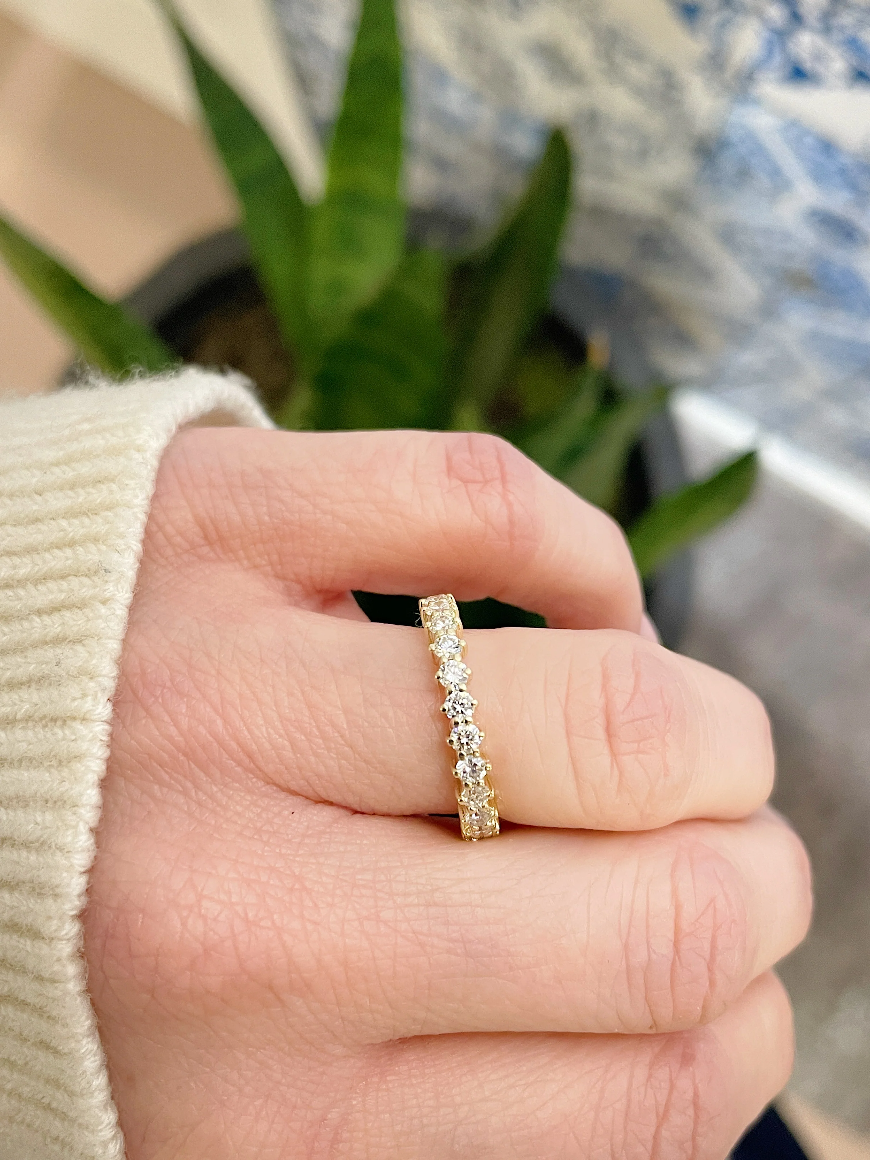 14k Yellow Gold Diamond Compass Half Eternity - Image 2