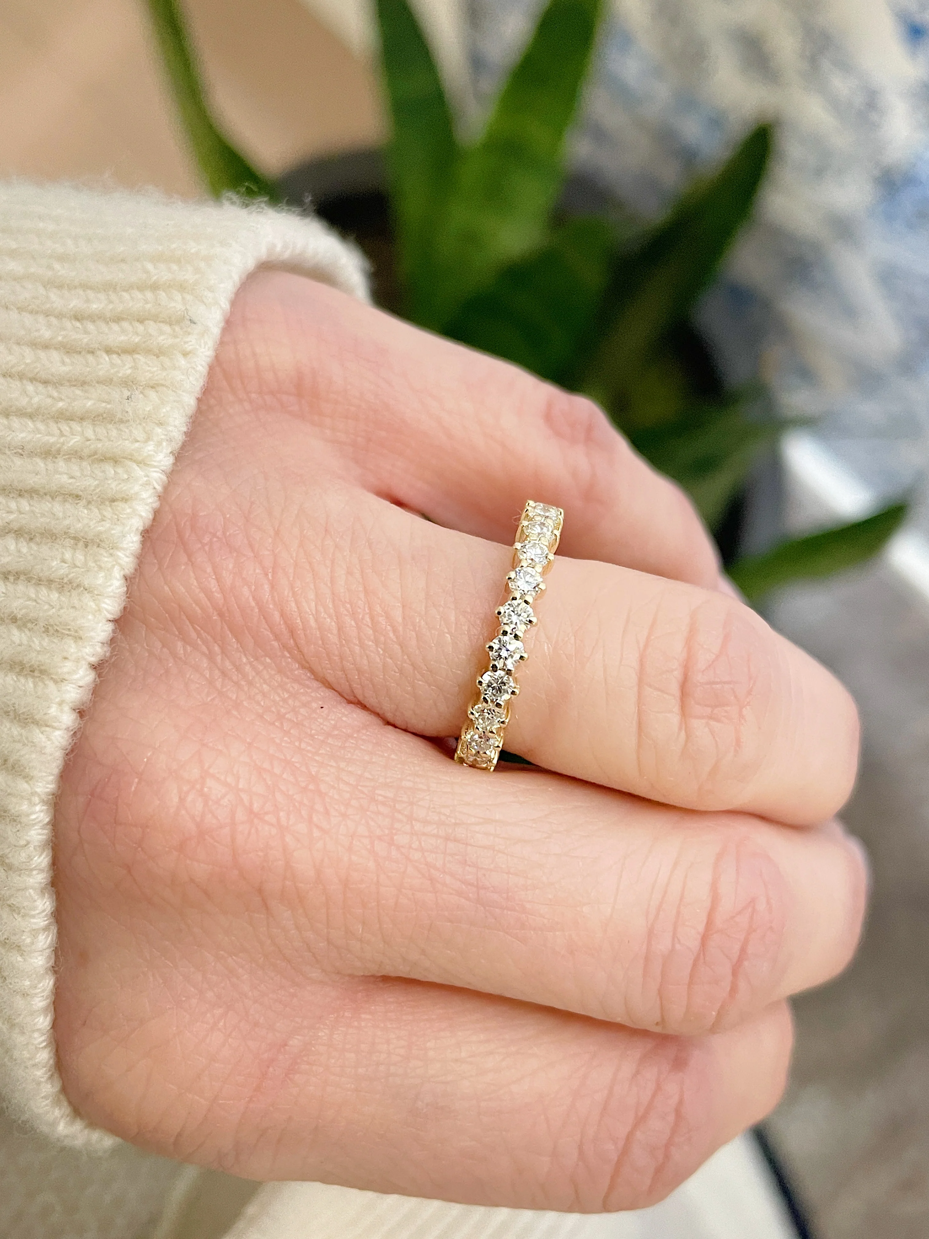 14k Yellow Gold Diamond Compass Half Eternity - Image 4