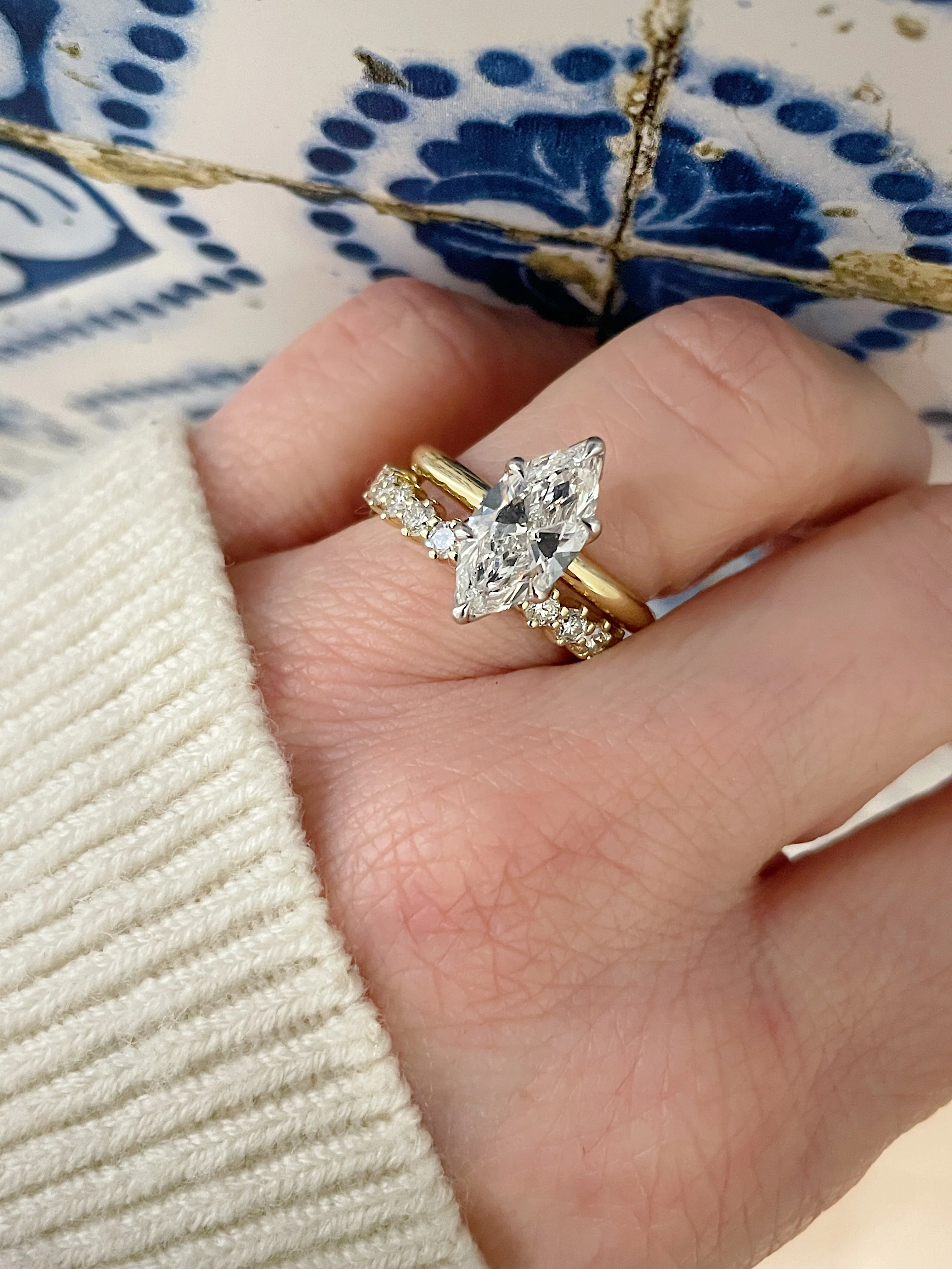 14k Yellow Gold Diamond Compass Half Eternity - Image 7