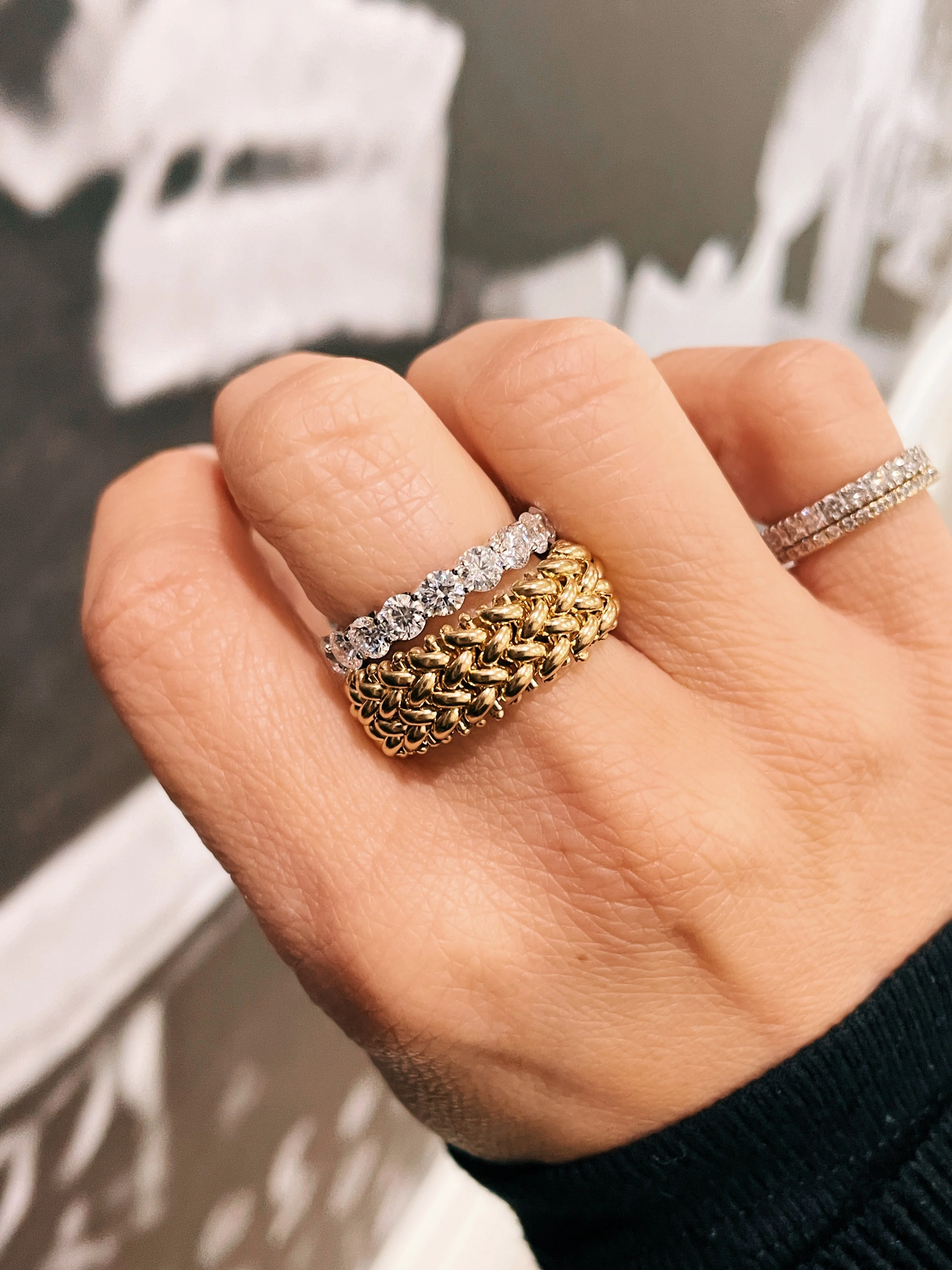 14k Yellow Gold Mesh Ring - Image 2