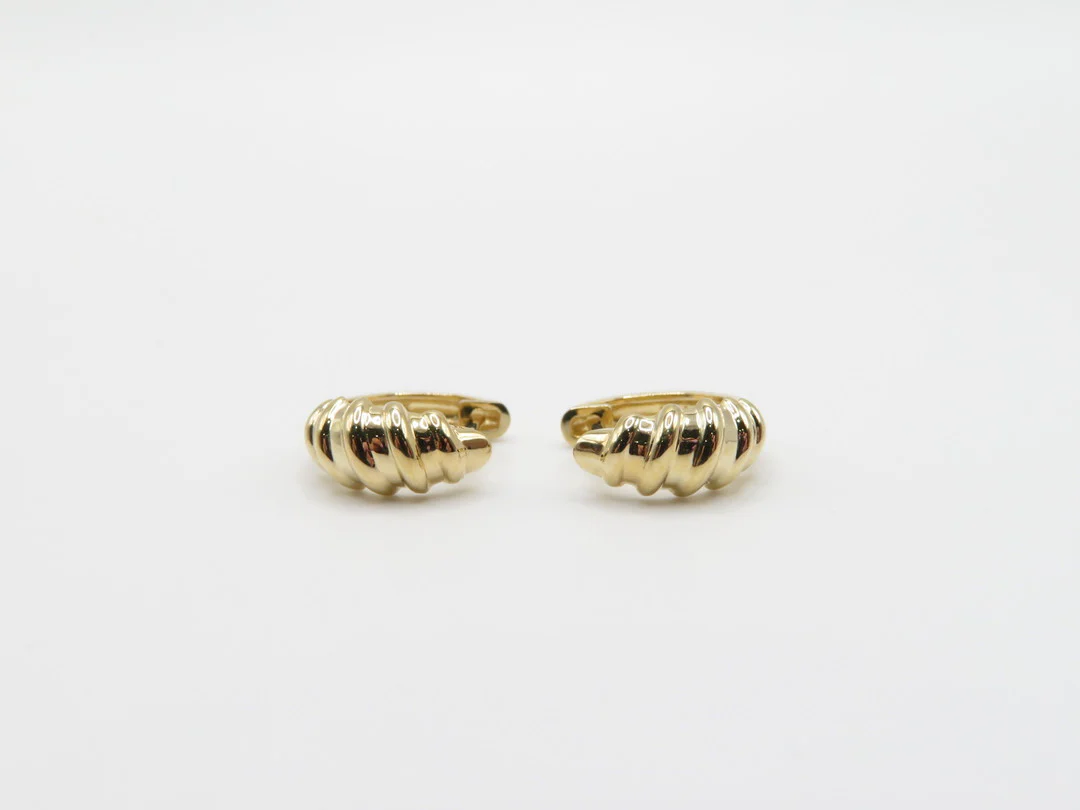 14k Yellow Gold Mini Croissant Earrings
