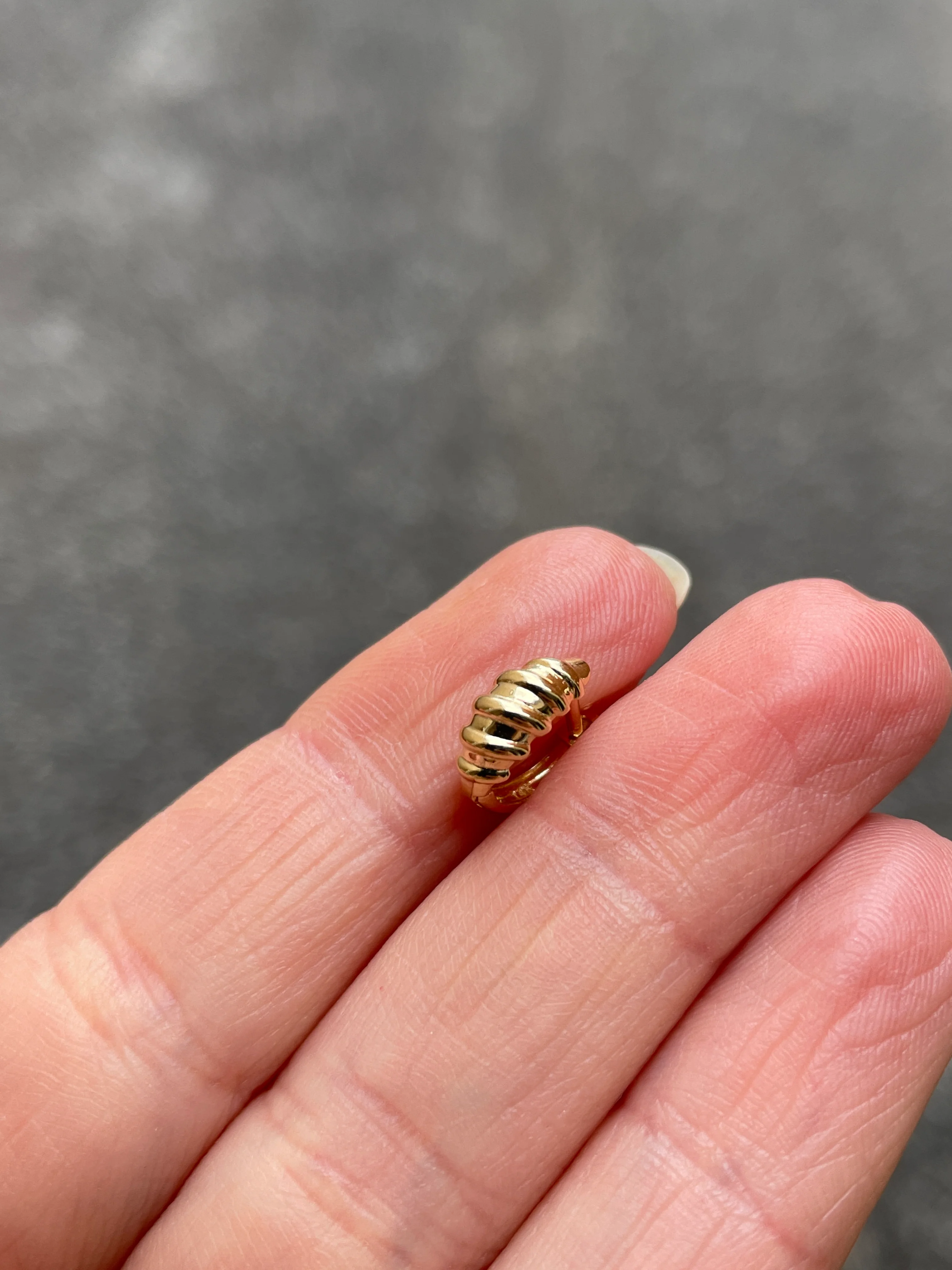 14k Yellow Gold Mini Croissant Earrings - Image 5