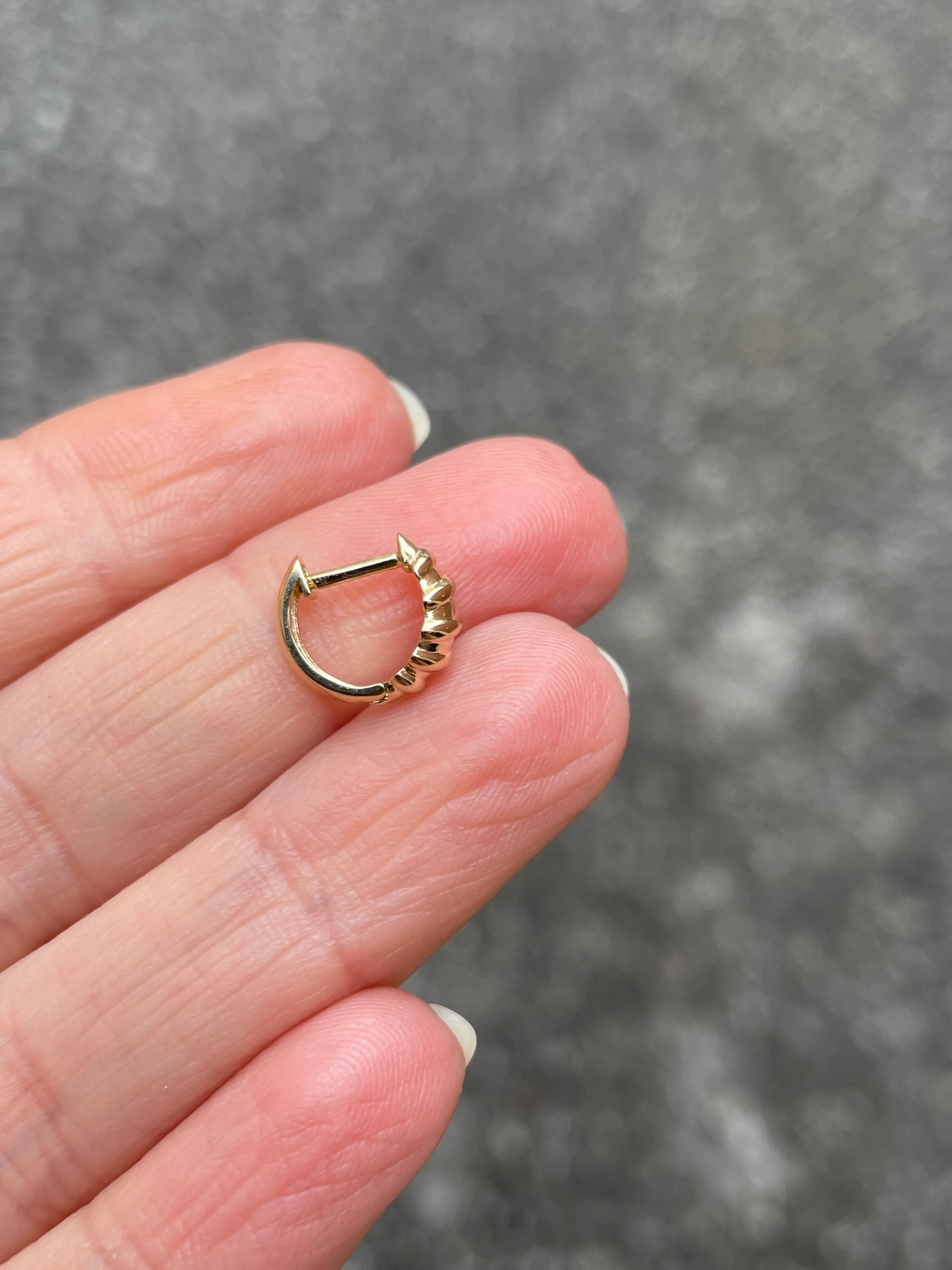 14k Yellow Gold Mini Croissant Earrings - Image 7