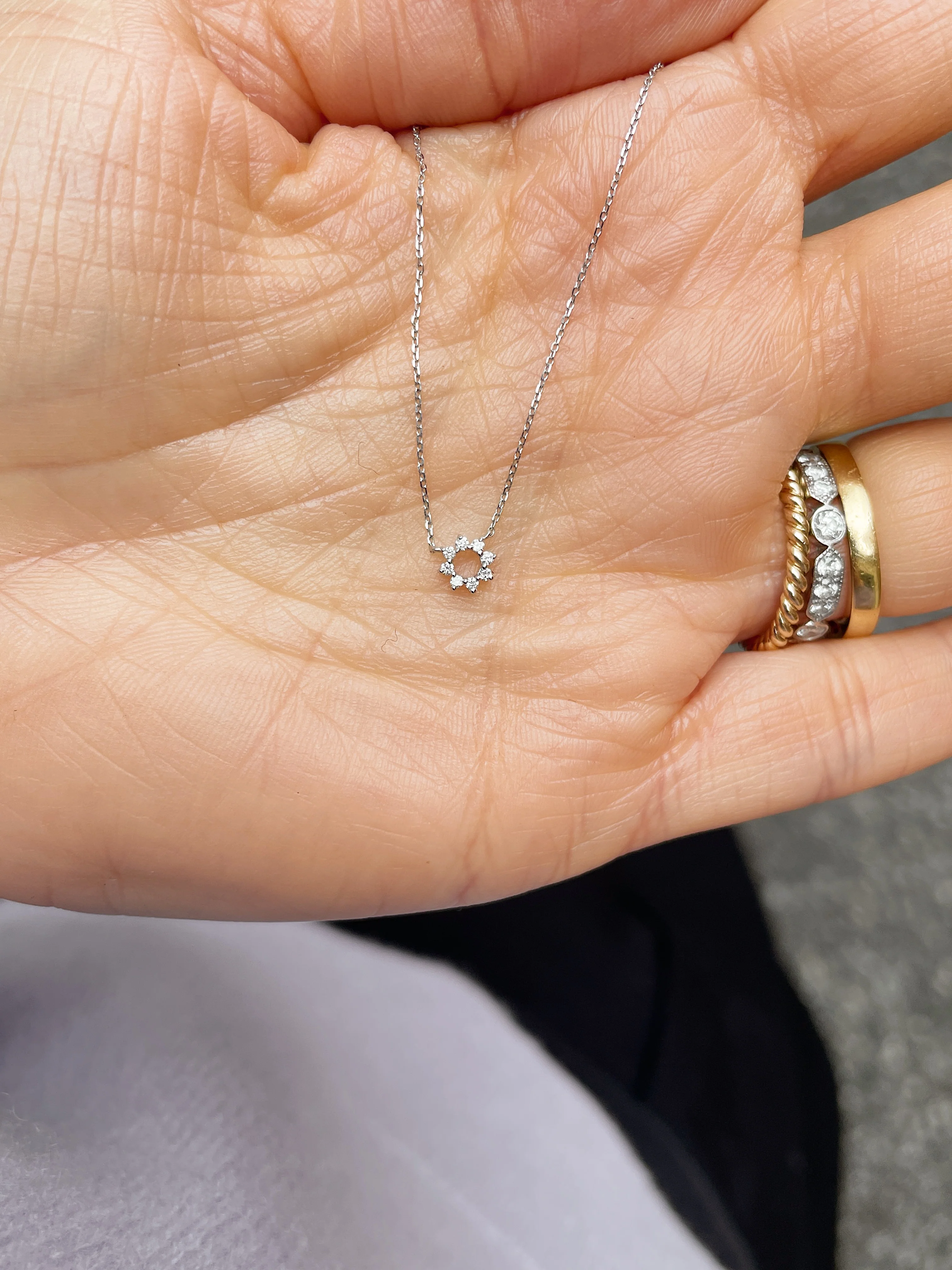 14k Mini Diamond Sunburst Necklace - Image 5