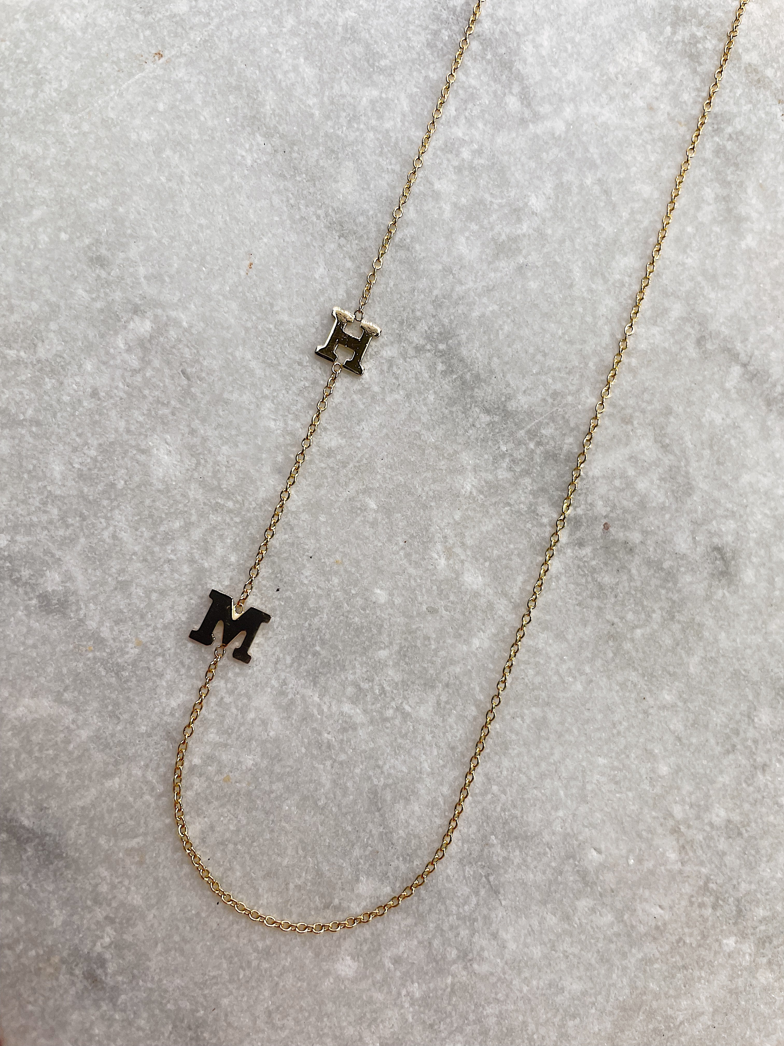 14k Offset Initial Necklace - Image 10
