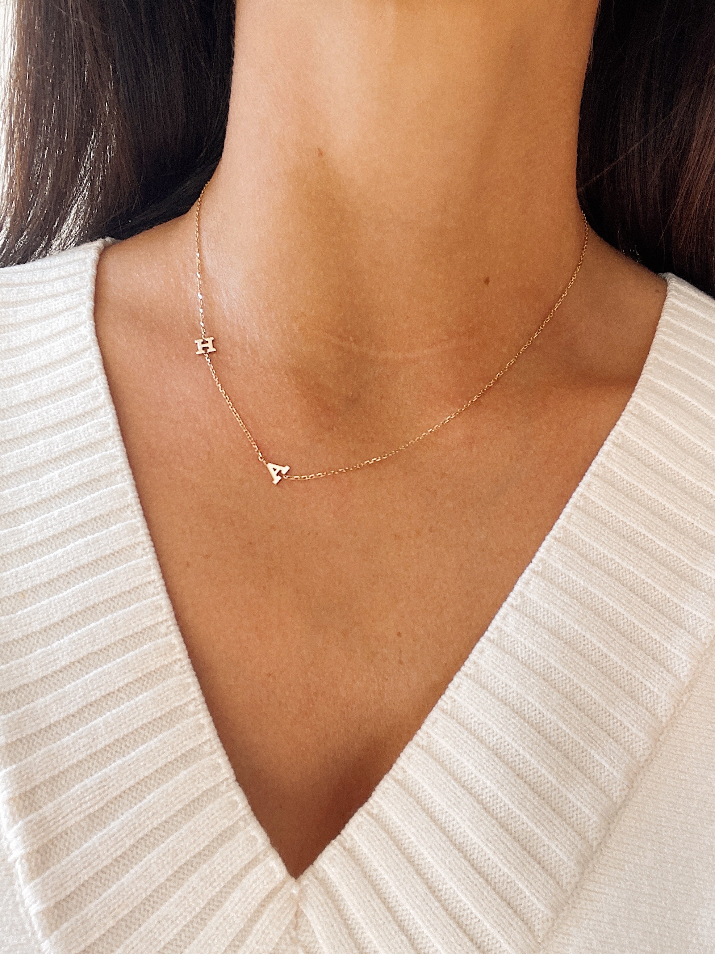 14k Offset Initial Necklace - Image 12