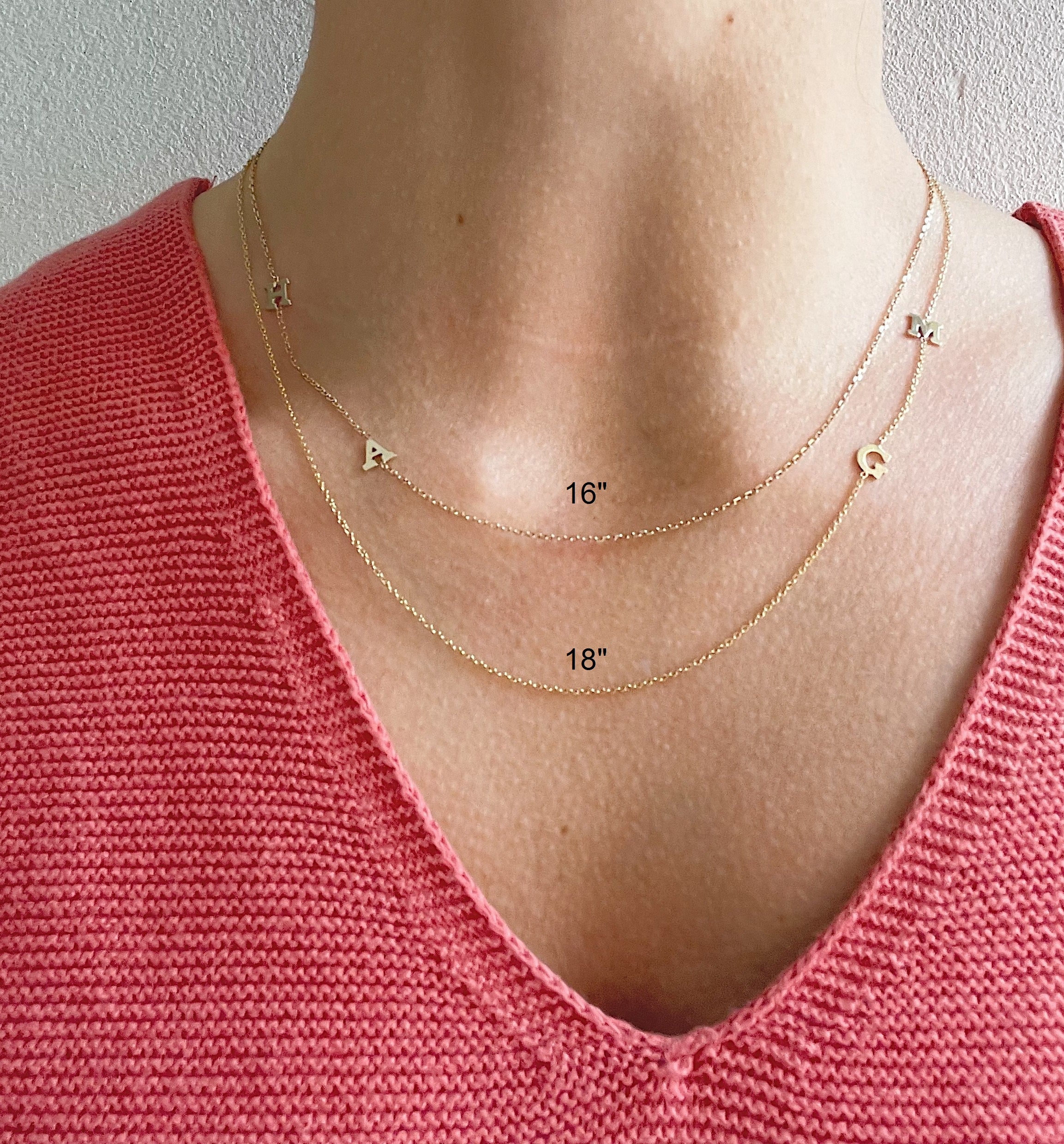 14k Offset Initial Necklace - Image 3