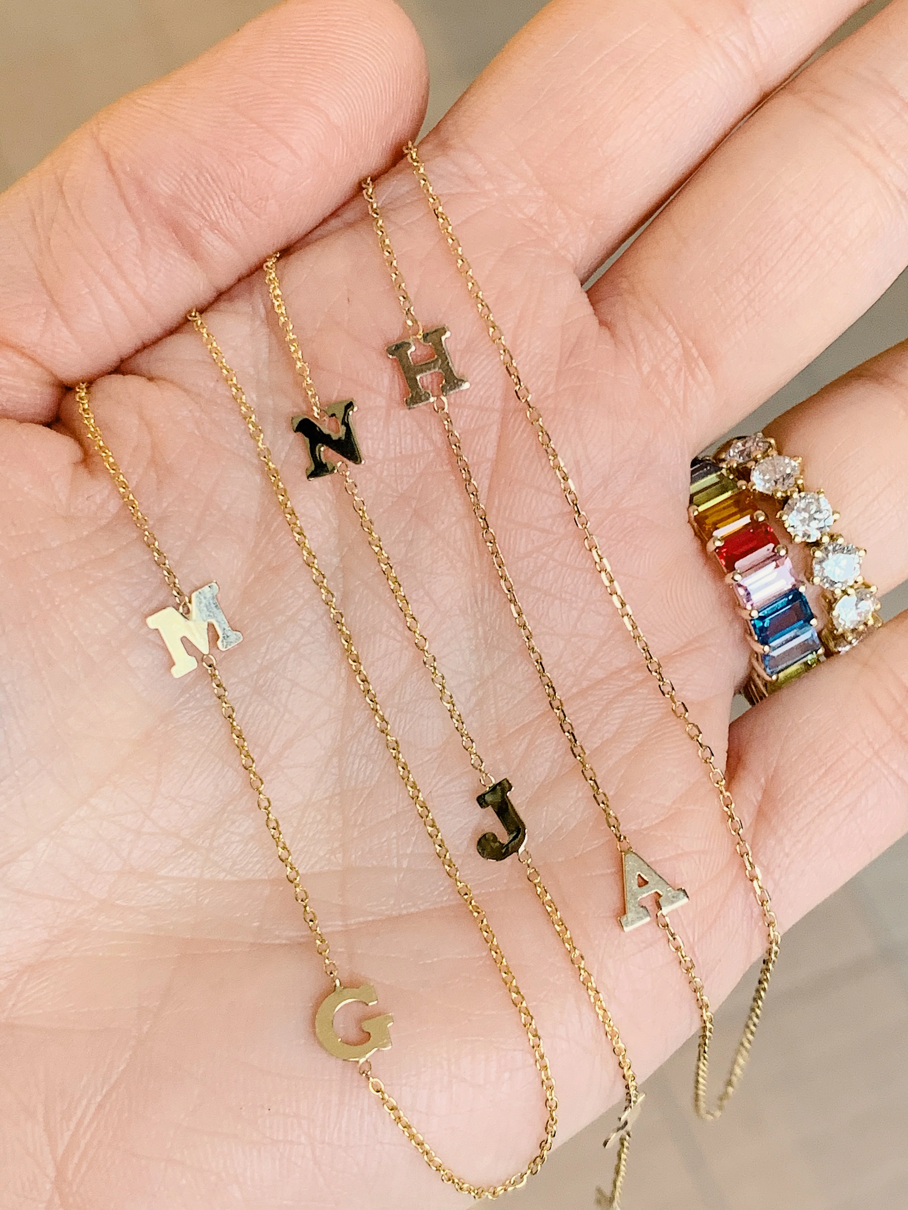 14k Offset Initial Necklace - Image 4