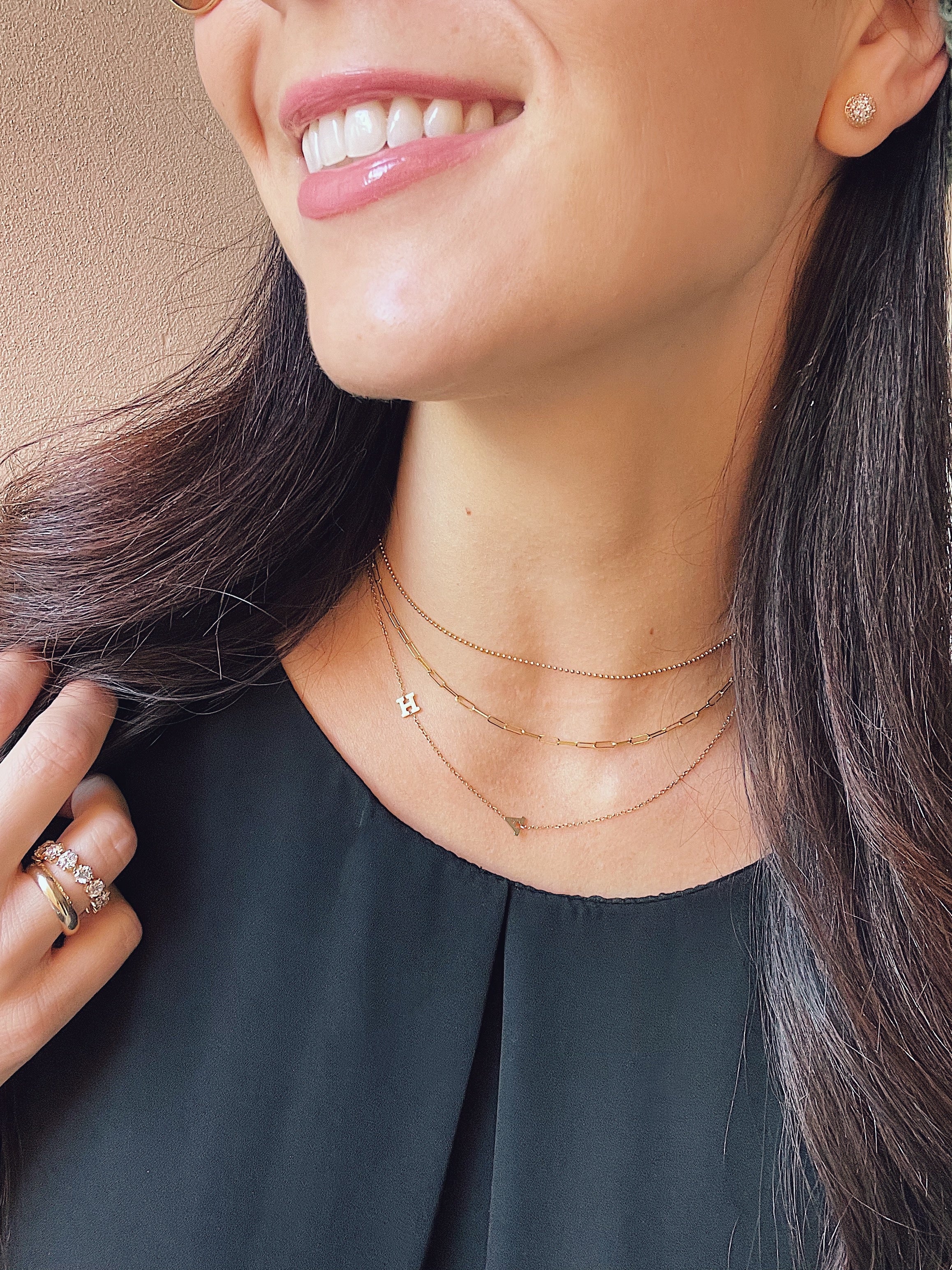14k Offset Initial Necklace - Image 6