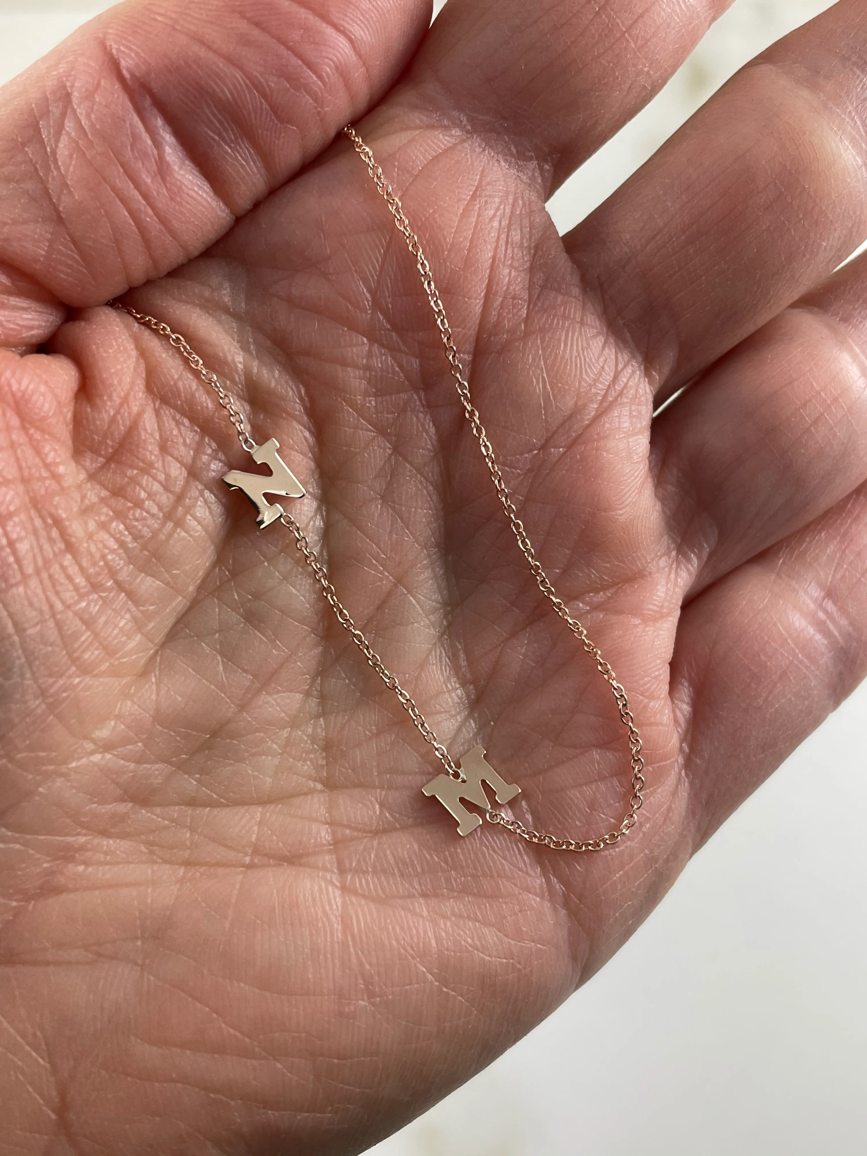 14k Offset Initial Necklace - Image 7