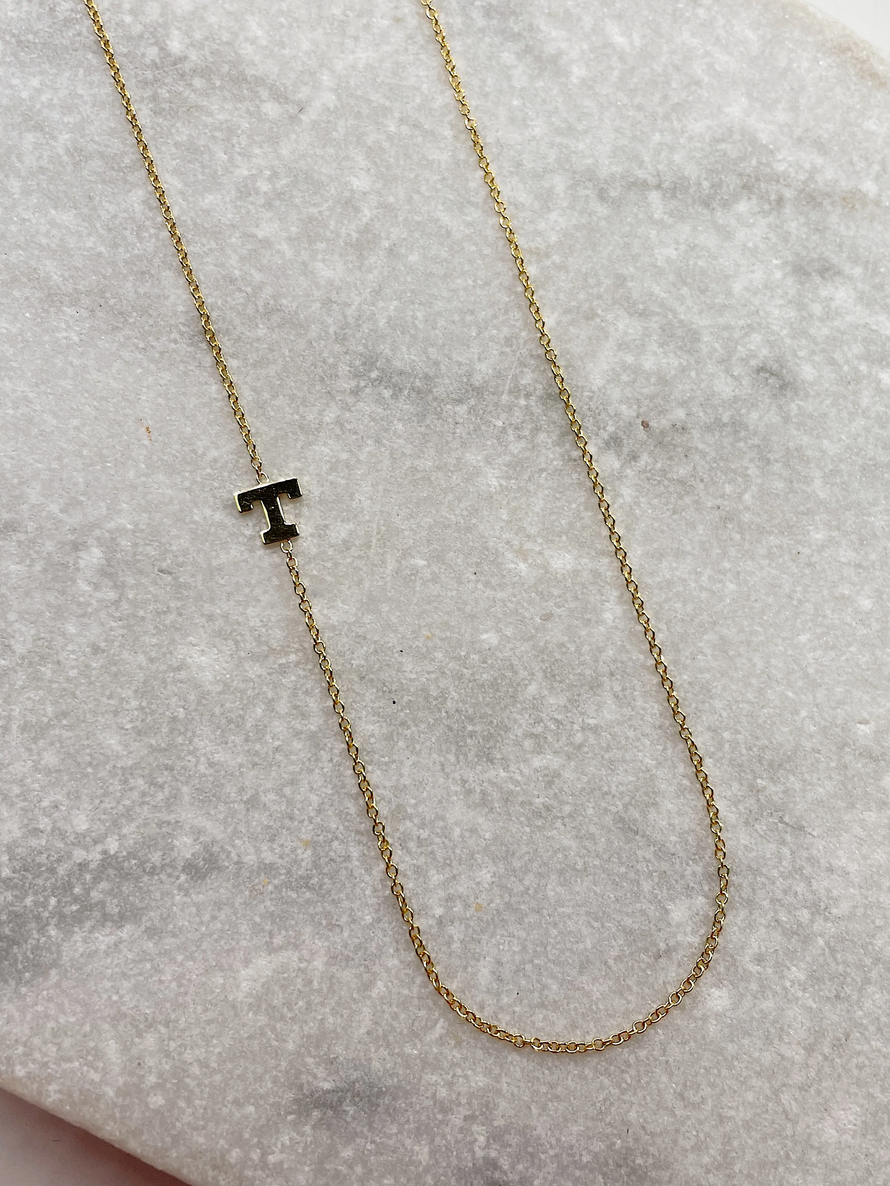 14k Offset Initial Necklace - Image 9
