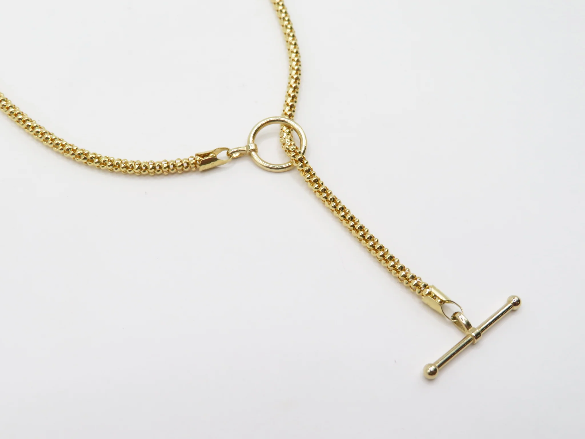 14k Yellow Gold Popcorn Toggle Chain