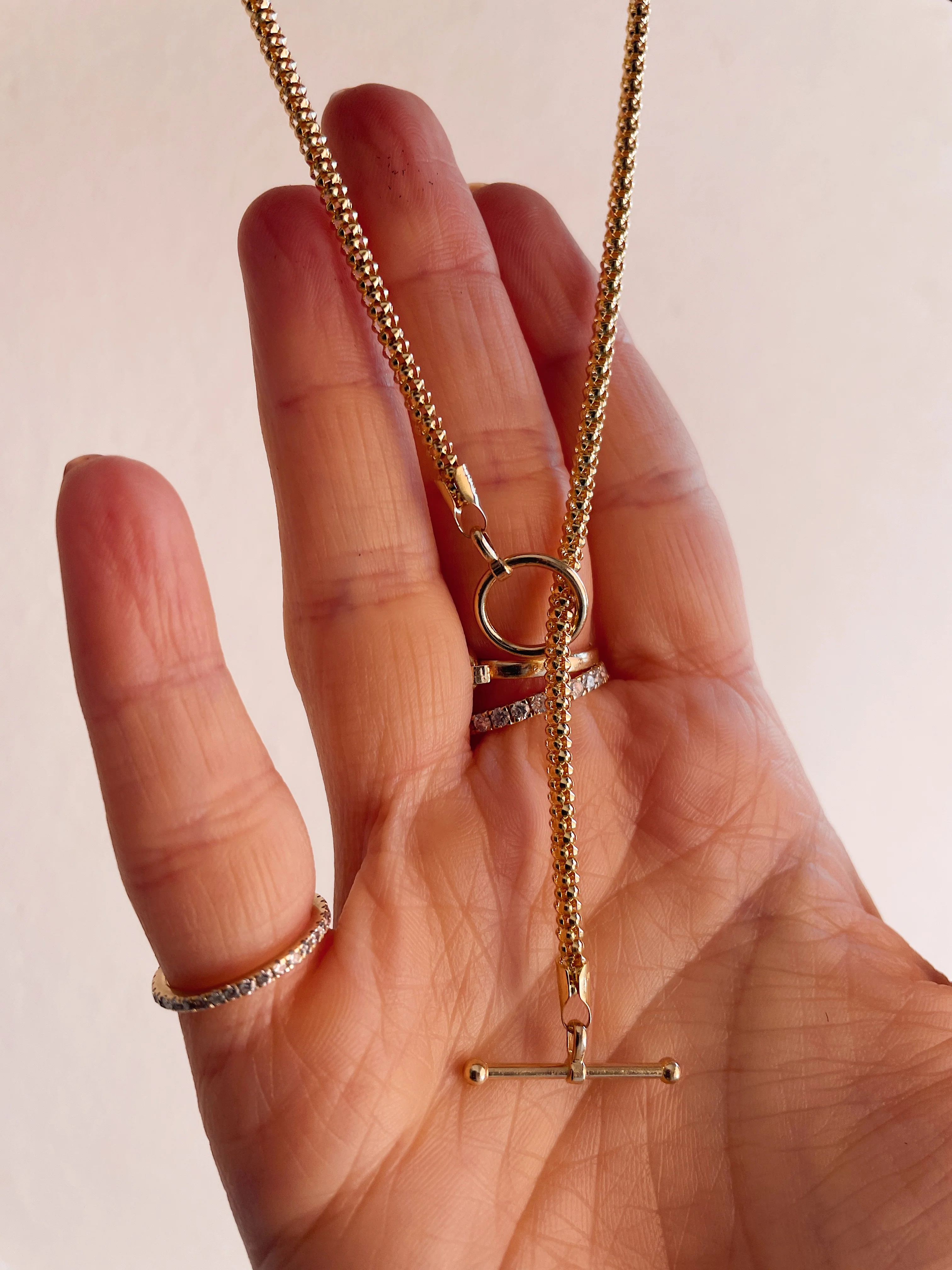 14k Yellow Gold Popcorn Toggle Chain - Image 4