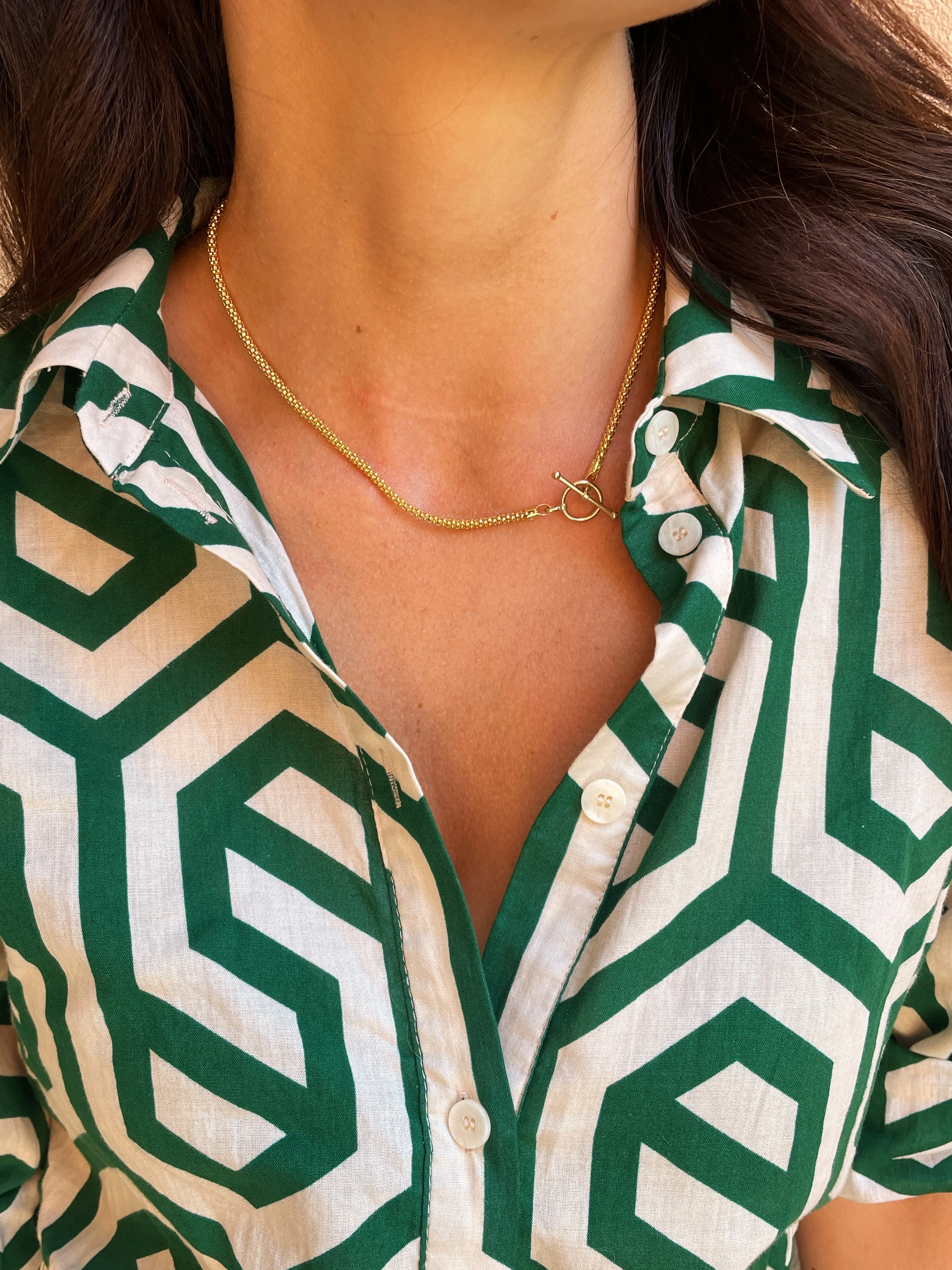 14k Yellow Gold Popcorn Toggle Chain - Image 5