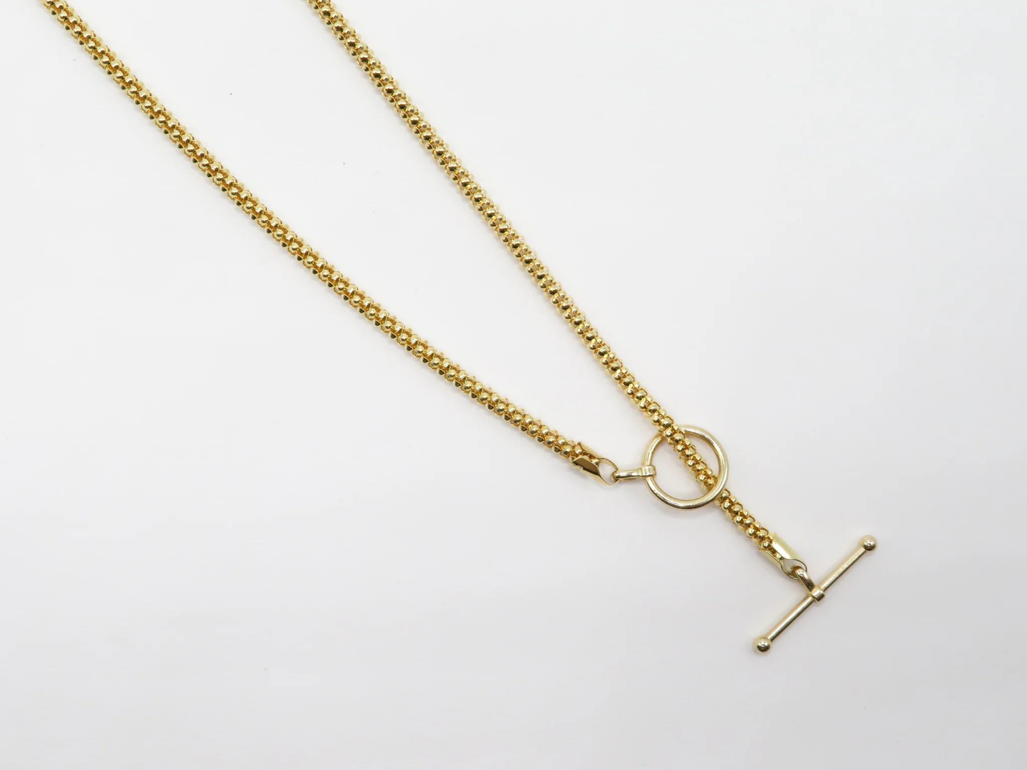 14k Yellow Gold Popcorn Toggle Chain - Image 6