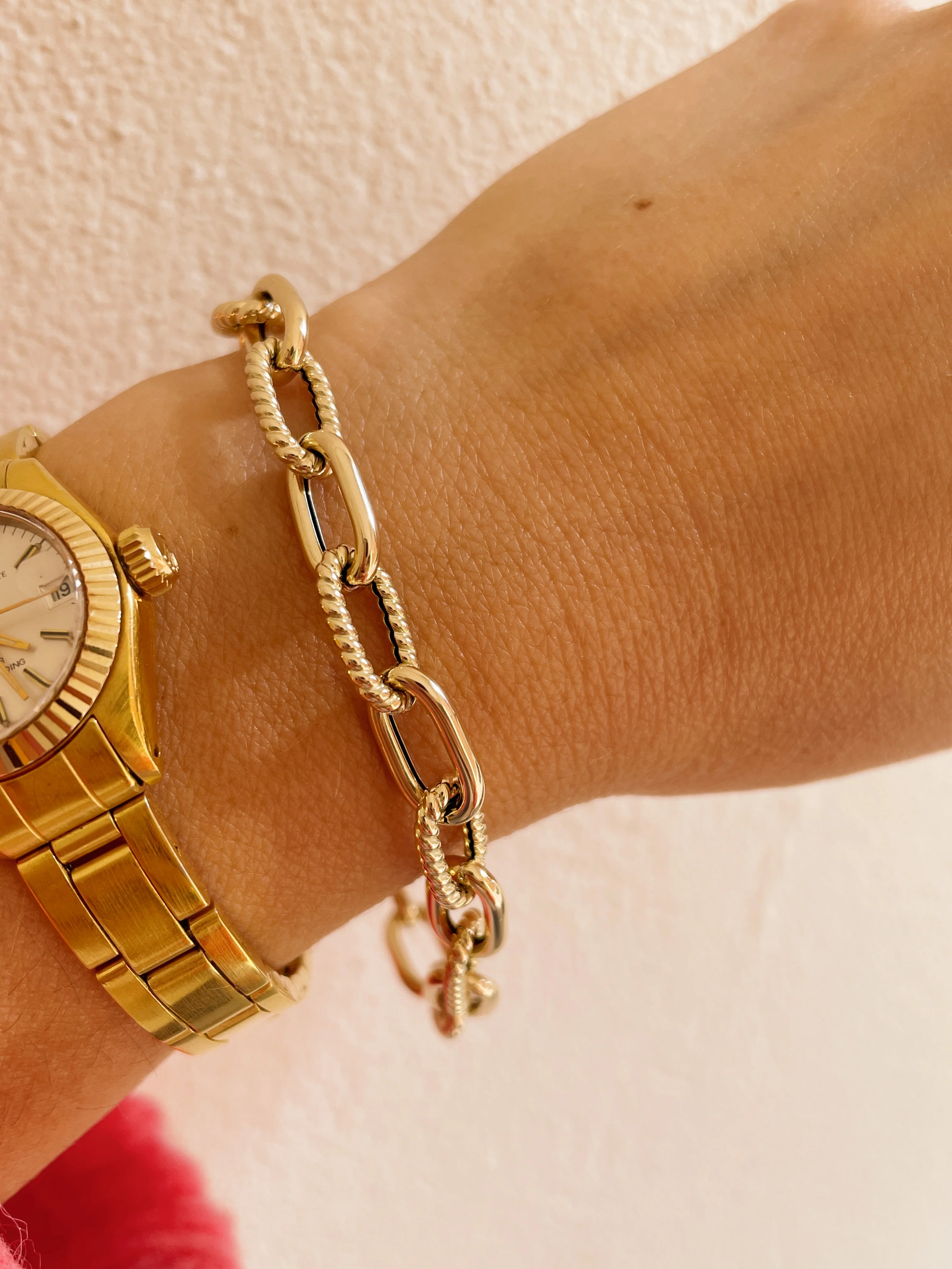14k Yellow Gold Roped Link Bracelet - Image 2
