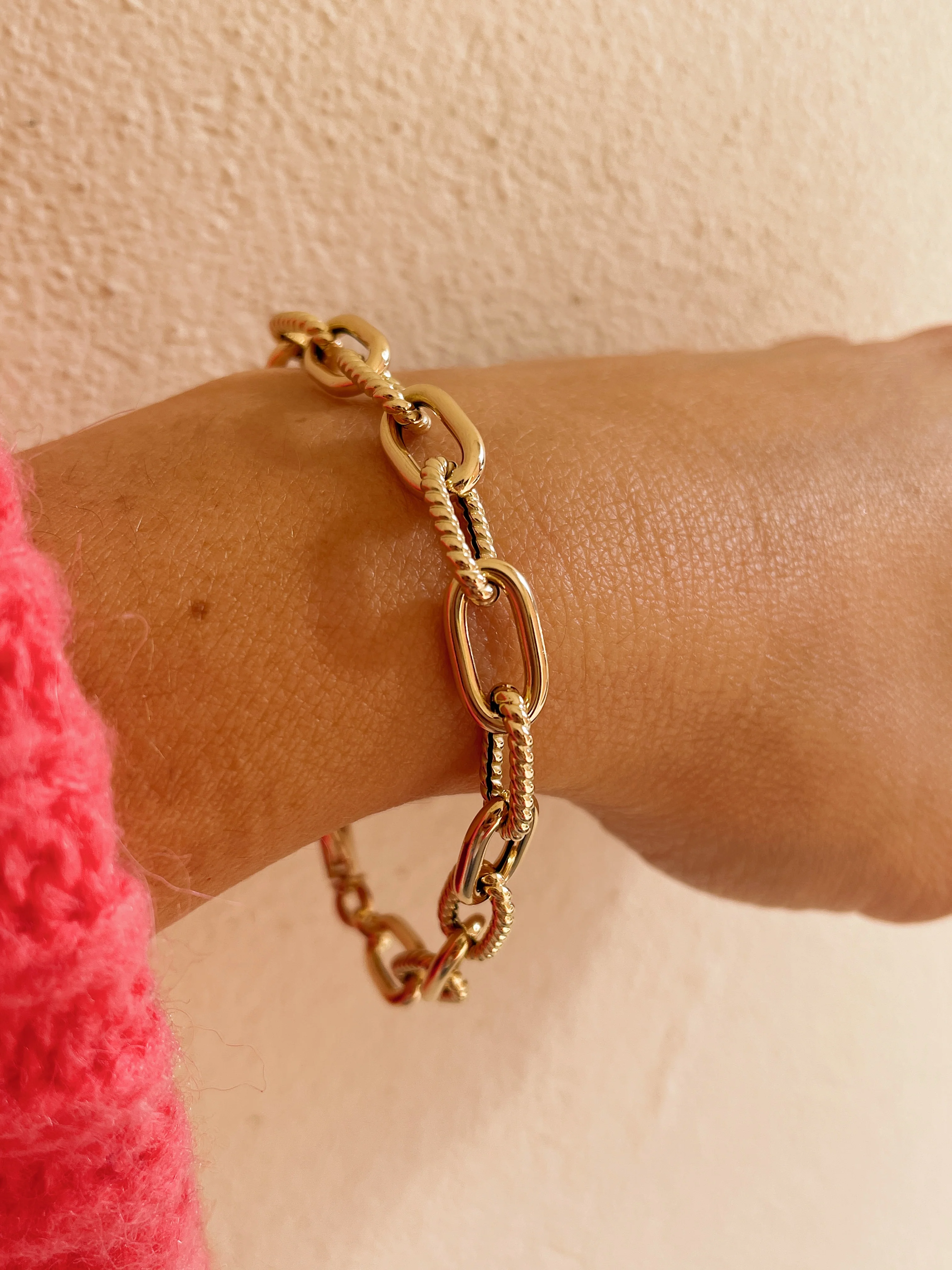 14k Yellow Gold Roped Link Bracelet - Image 4