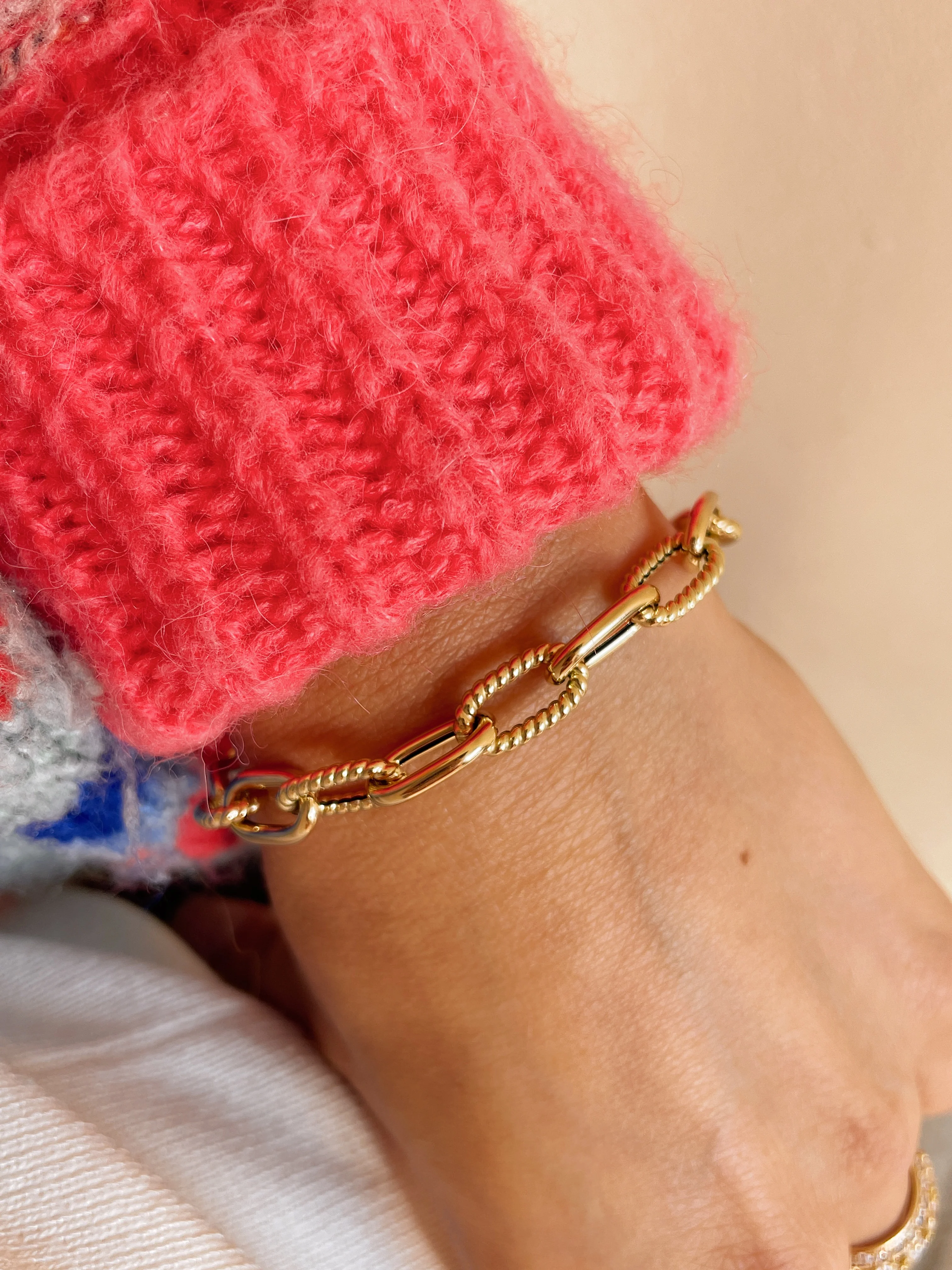 14k Yellow Gold Roped Link Bracelet - Image 6