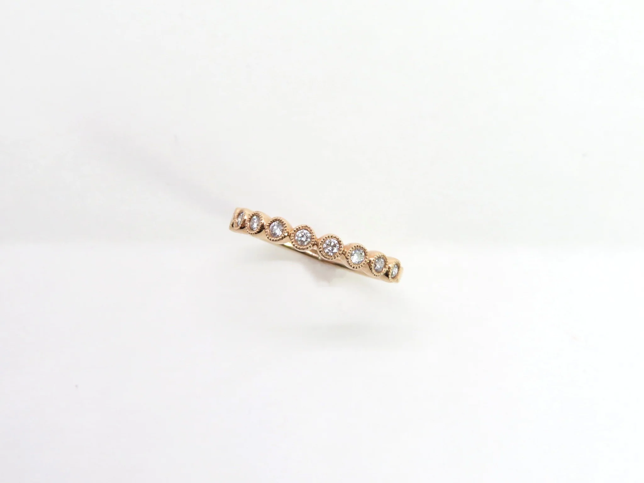 14k Rose Gold Round Milgrain Bezel Band - Image 3