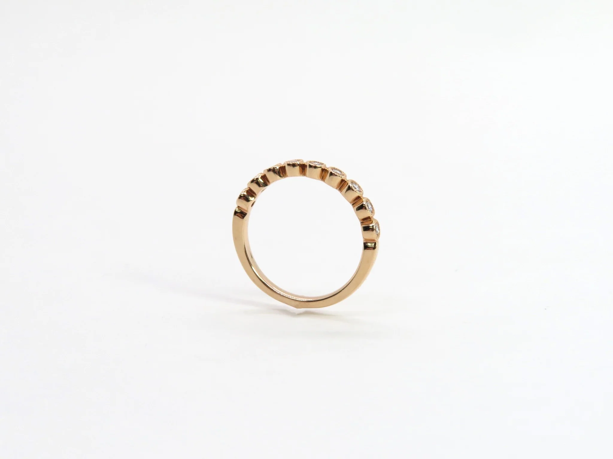 14k Rose Gold Round Milgrain Bezel Band - Image 6