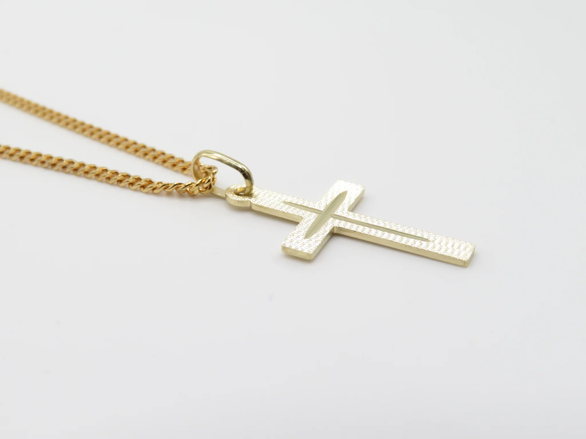 14k Yellow Gold Spark Cross Pendant - Image 5