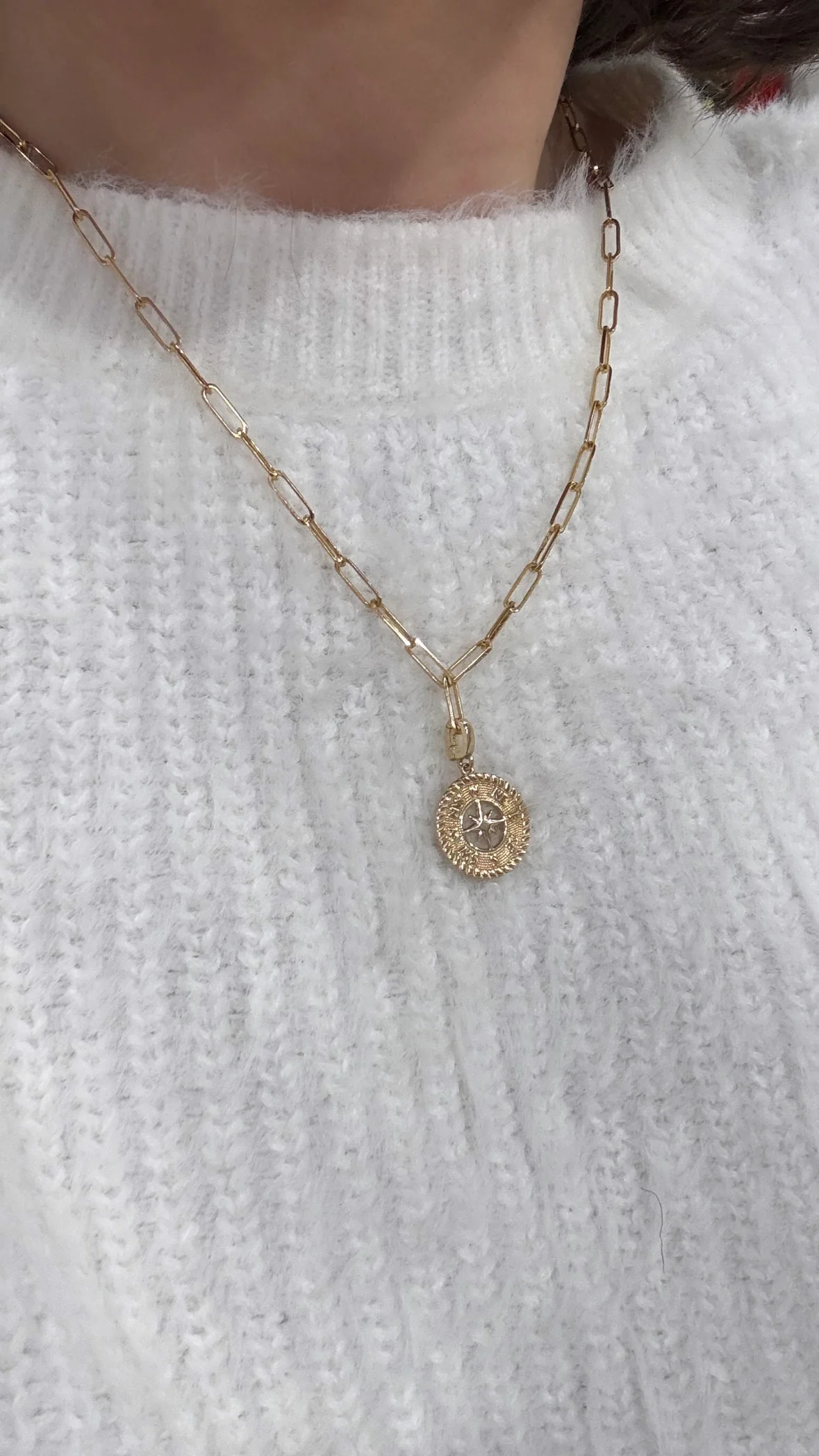14k Starlight Compass Latch Pendant - Image 2
