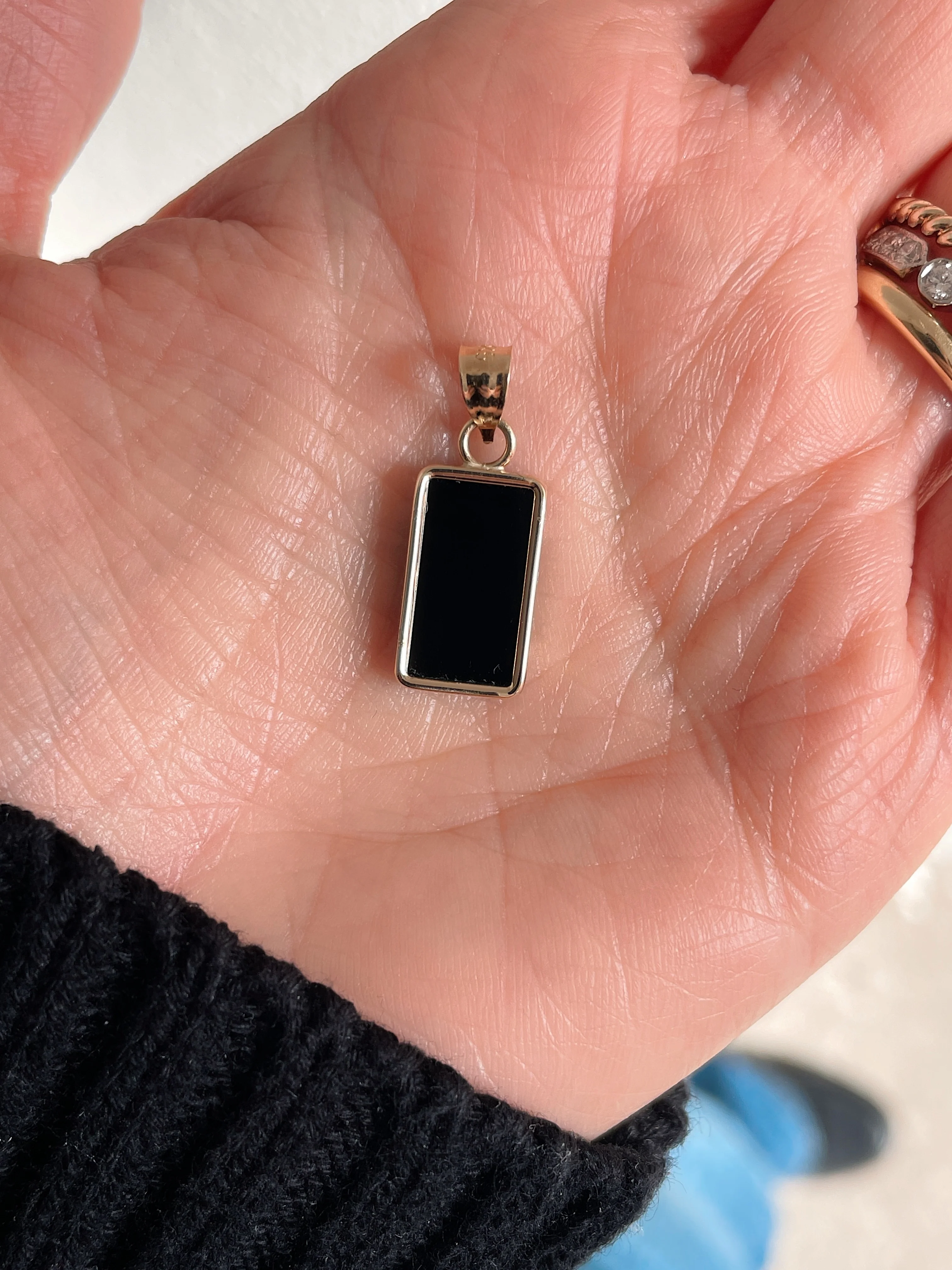 14k Yellow Gold Tag Stone Pendant - Image 10