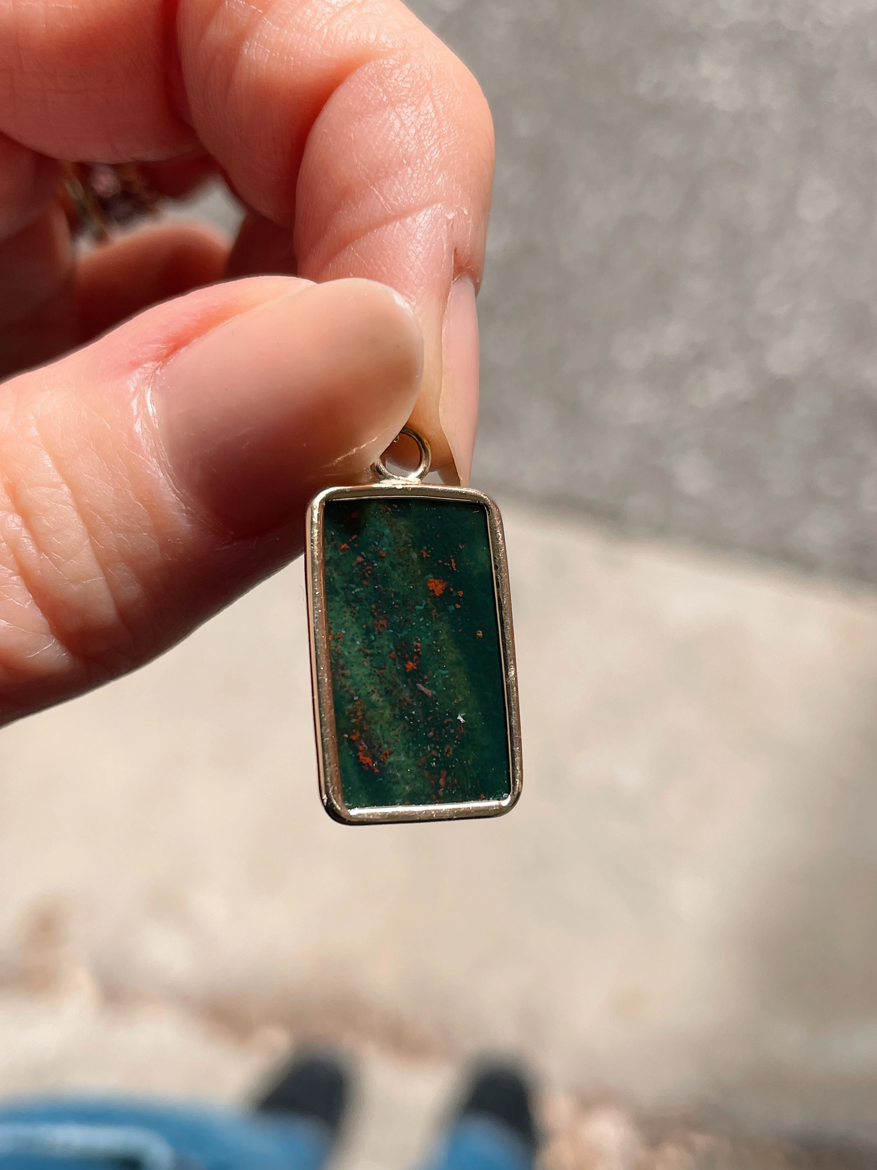 14k Yellow Gold Tag Stone Pendant - Image 2