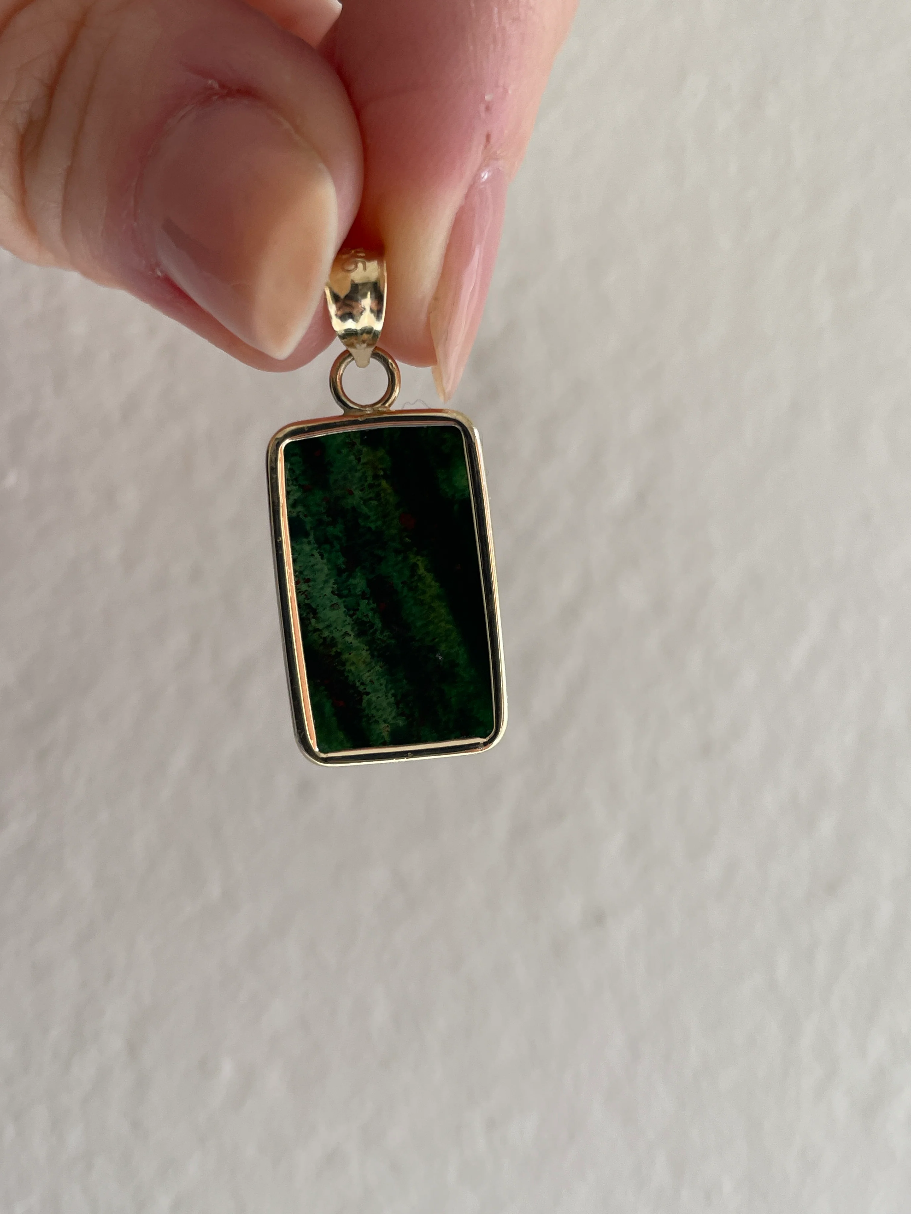14k Yellow Gold Tag Stone Pendant - Image 6