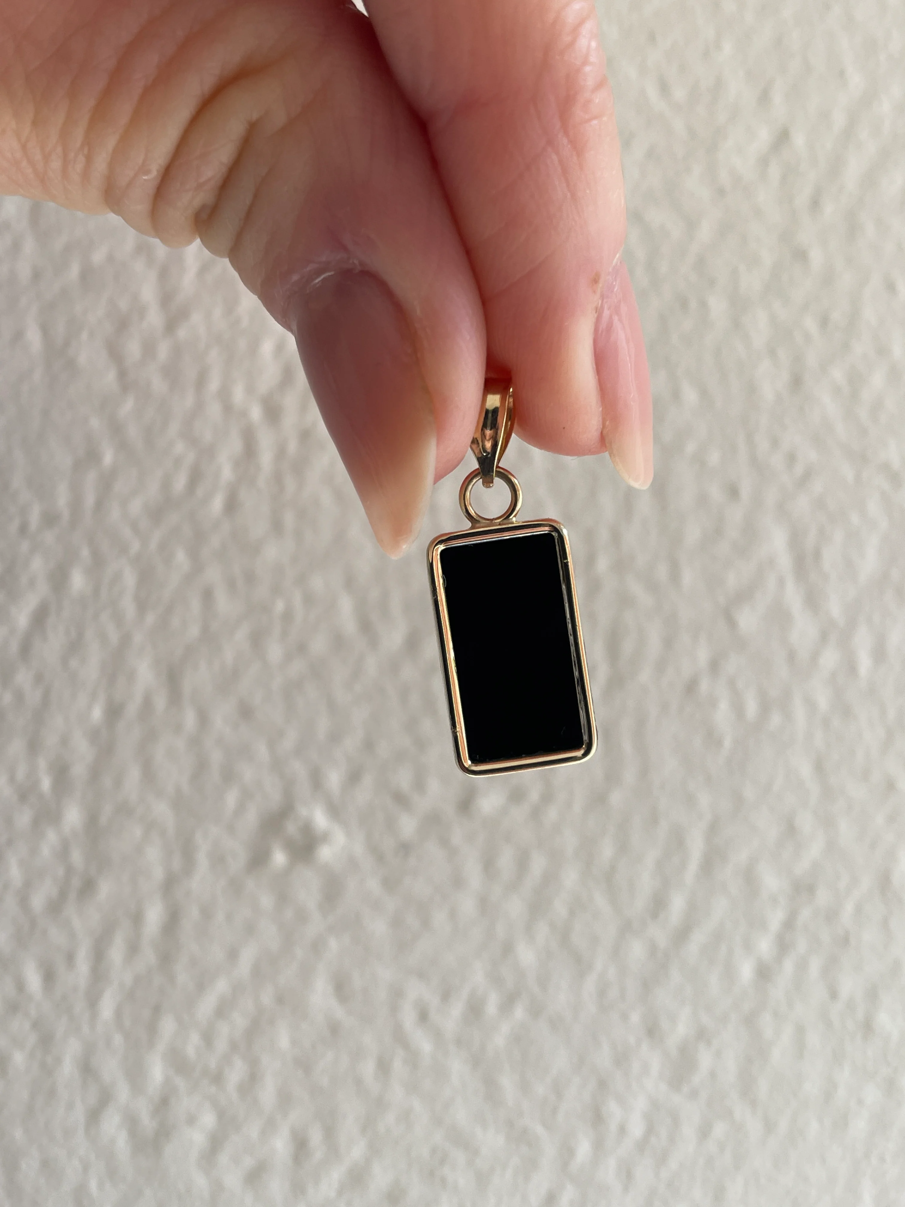 14k Yellow Gold Tag Stone Pendant - Image 8