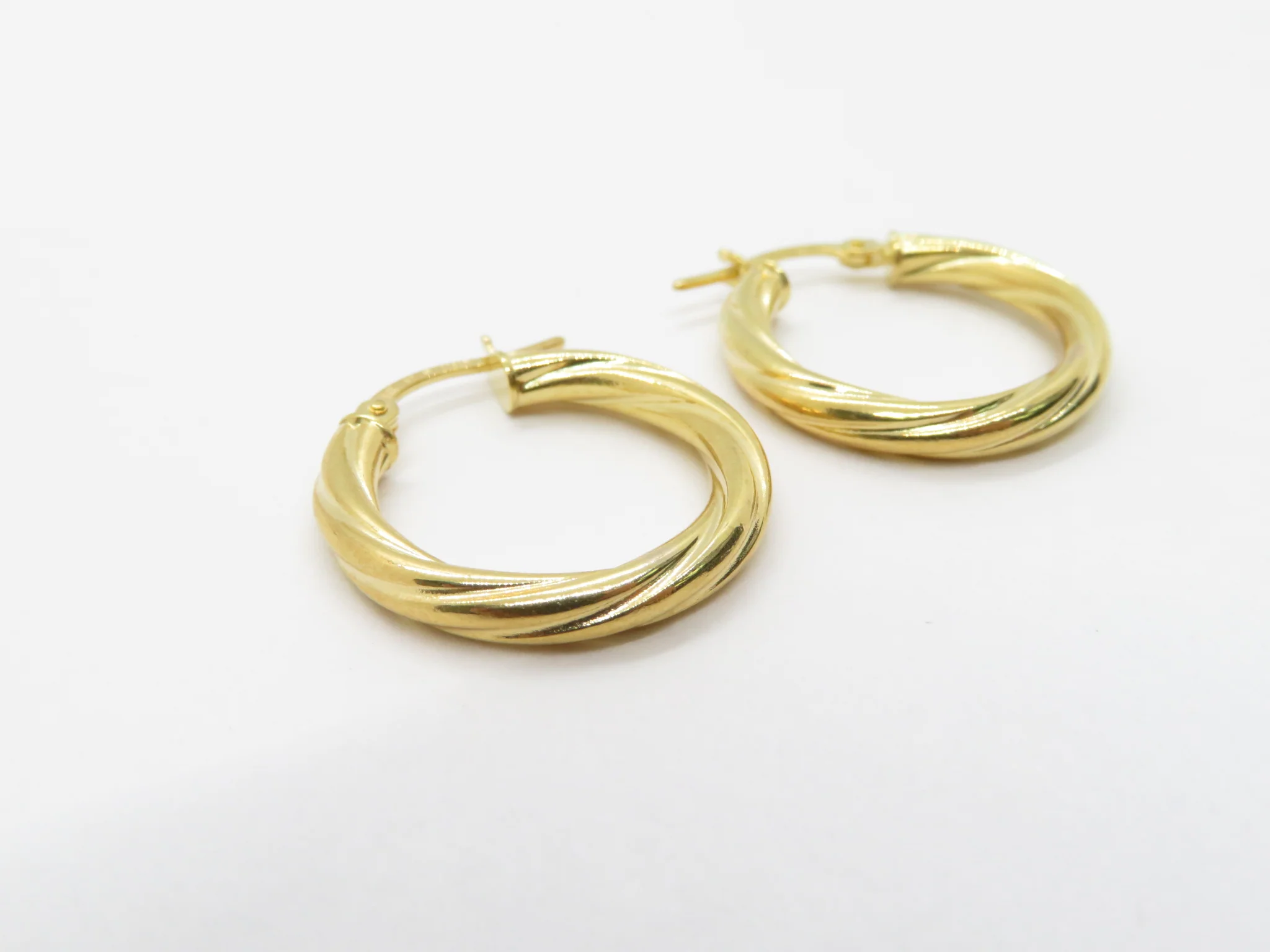 14k Yellow Gold Twisted Hoops - Image 5