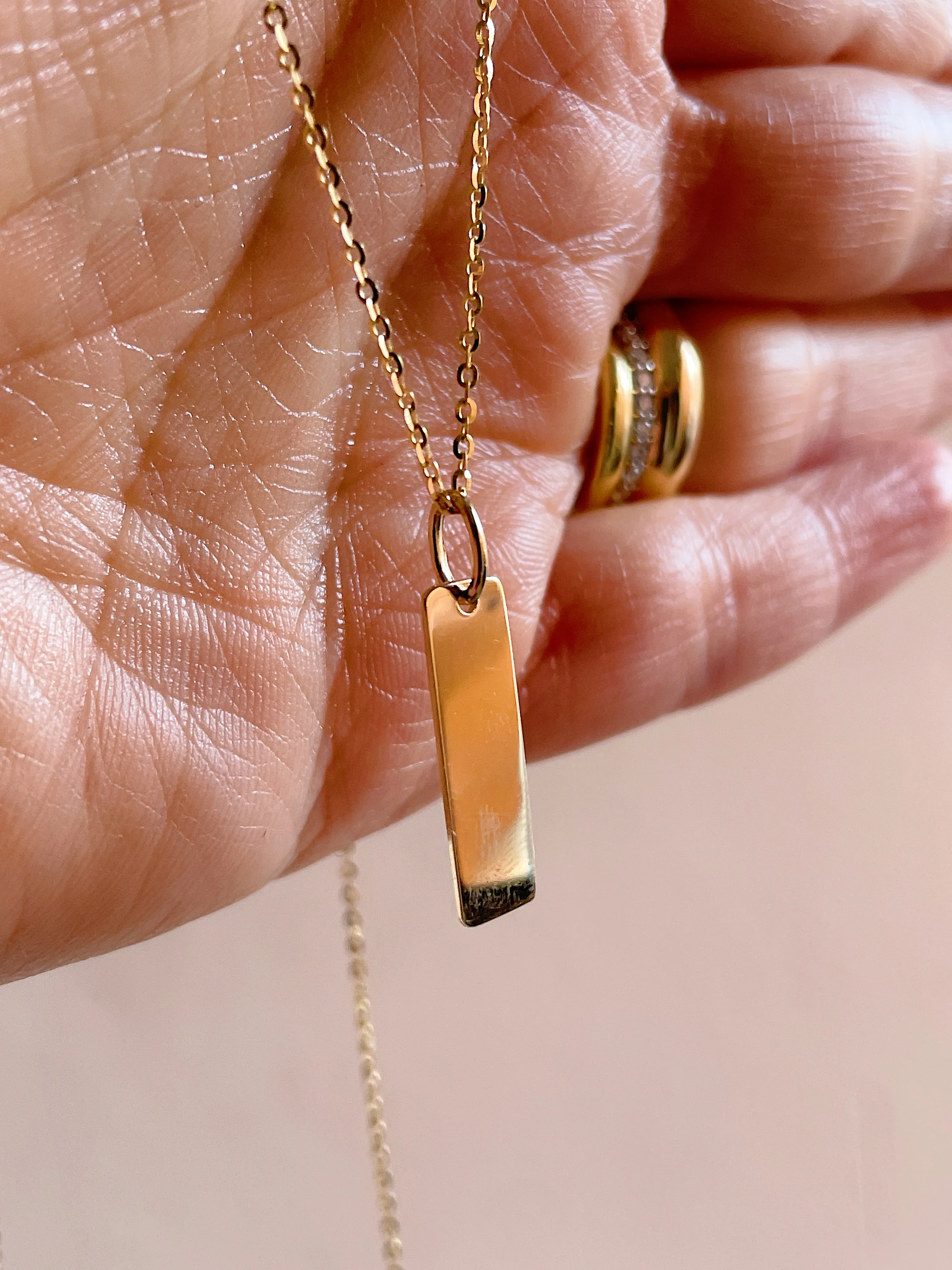 14k Yellow Gold Vertical Tag Pendant - Image 3