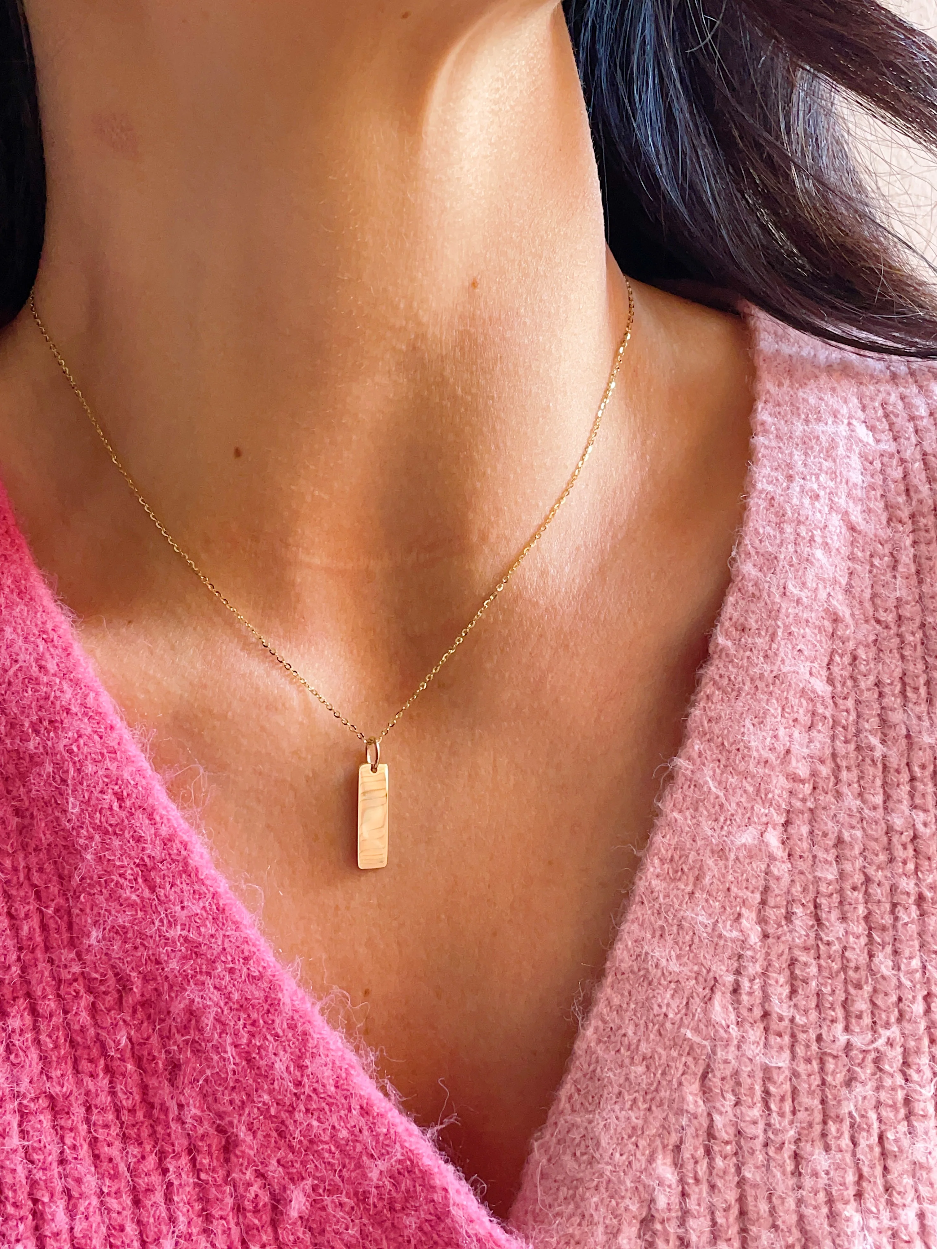14k Yellow Gold Vertical Tag Pendant - Image 4