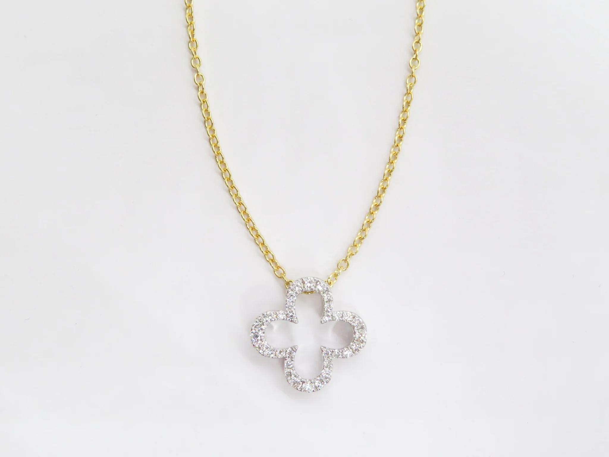 14k Diamond Clover Necklace - Image 6