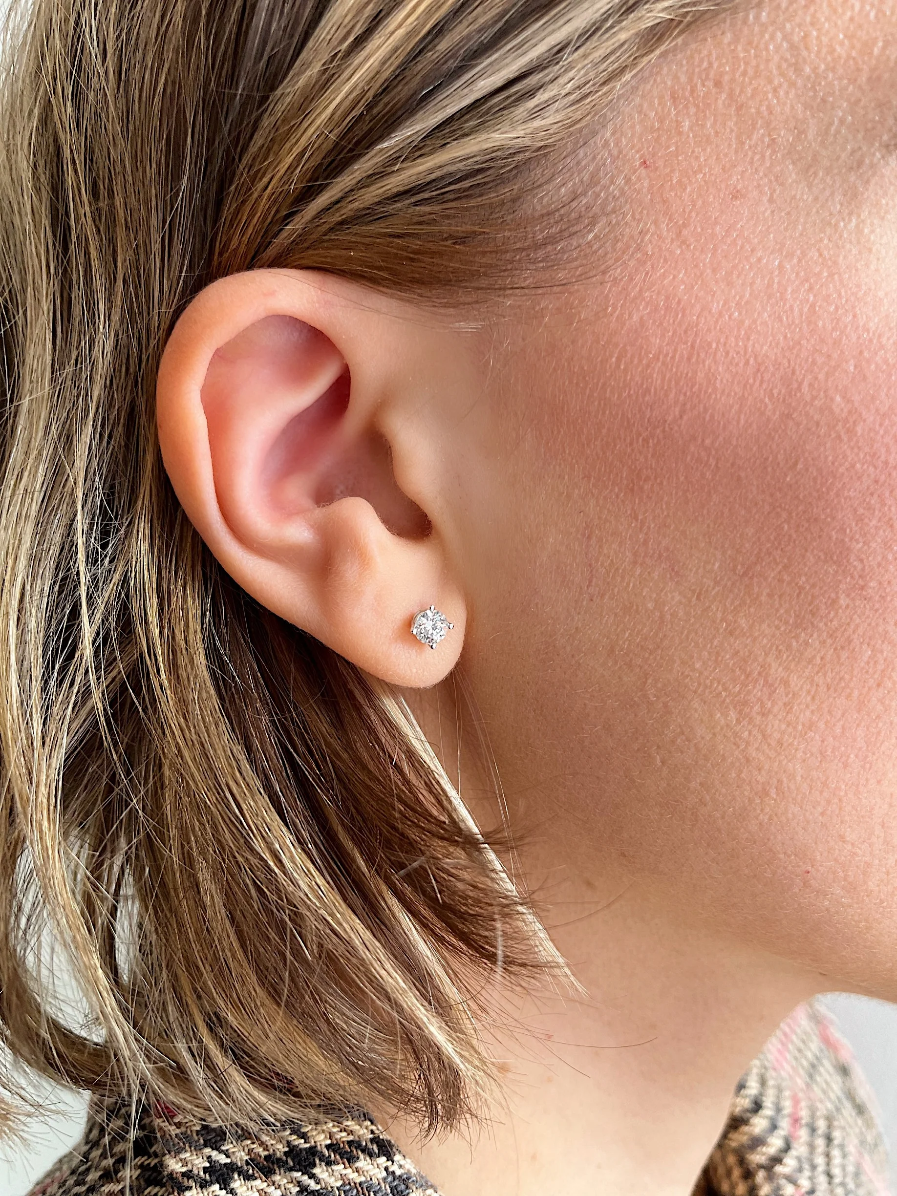 14k White Gold Natural Diamond Studs - Image 11