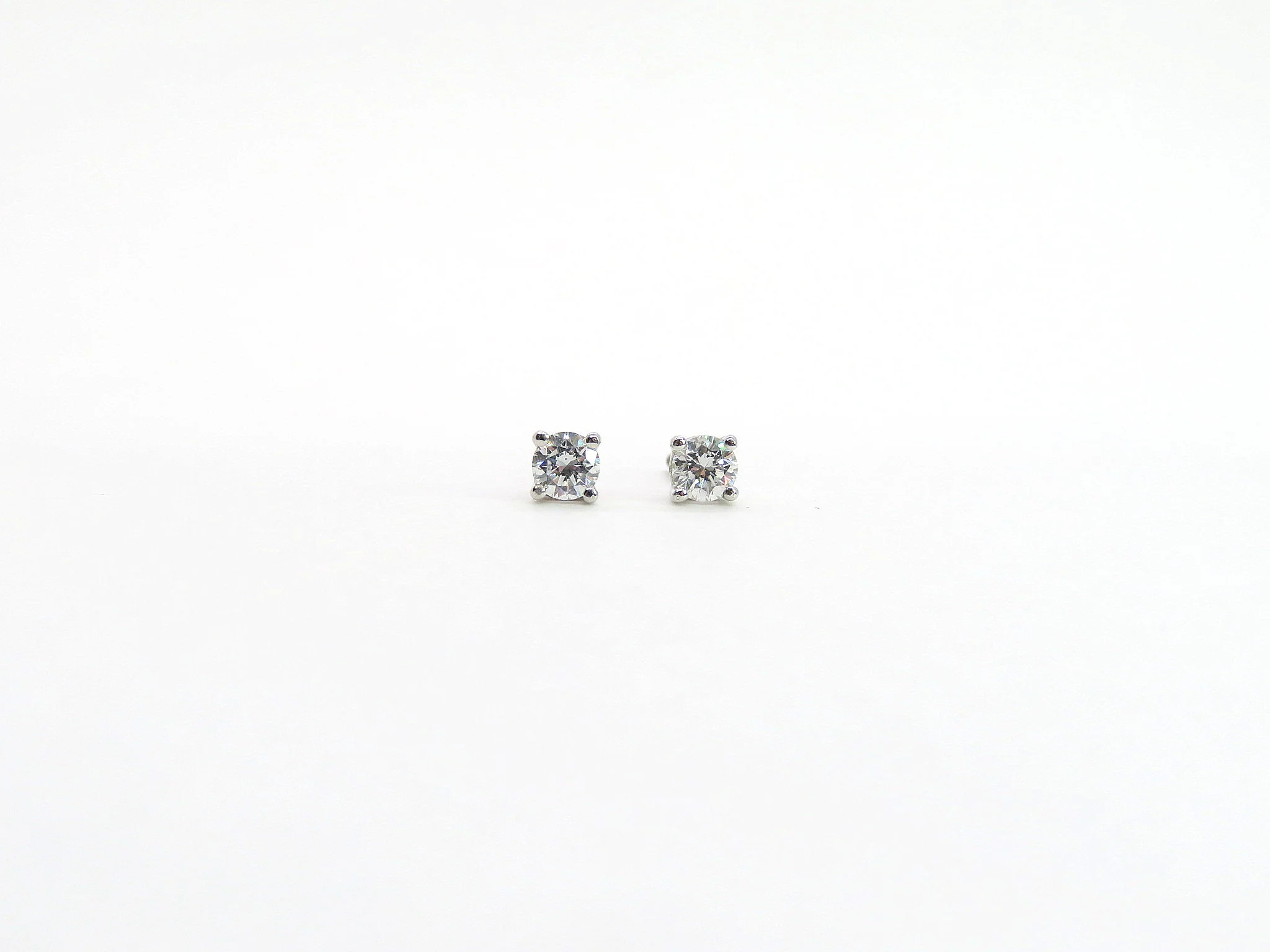14k White Gold Natural Diamond Studs - Image 4