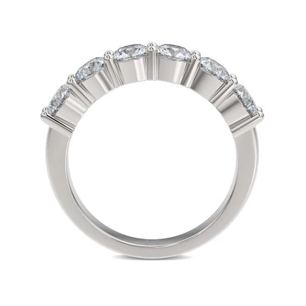 14k White Gold Shared Prong 5 Stone Band - Image 4