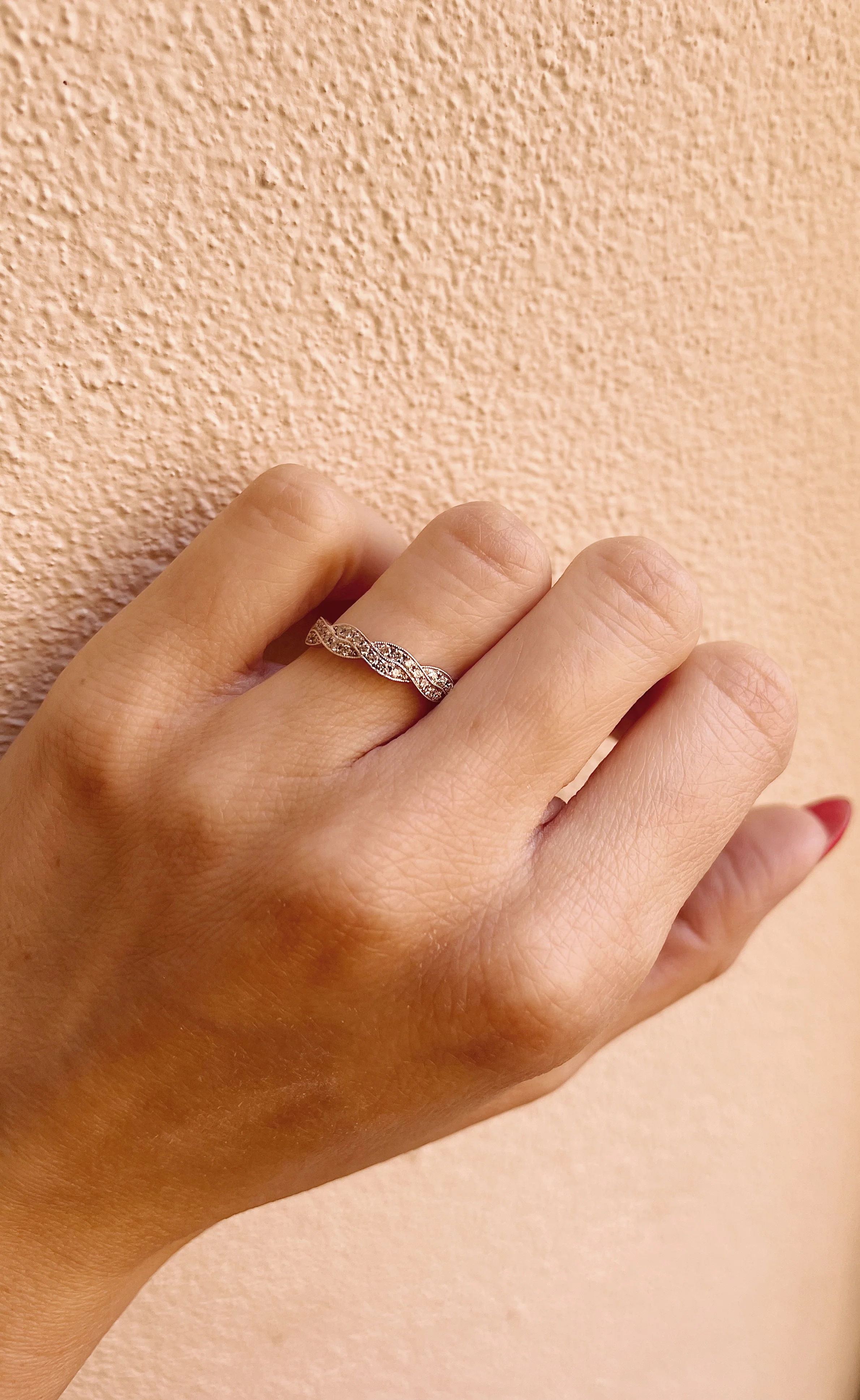 14k White Gold Diamond Twist Band - Image 5
