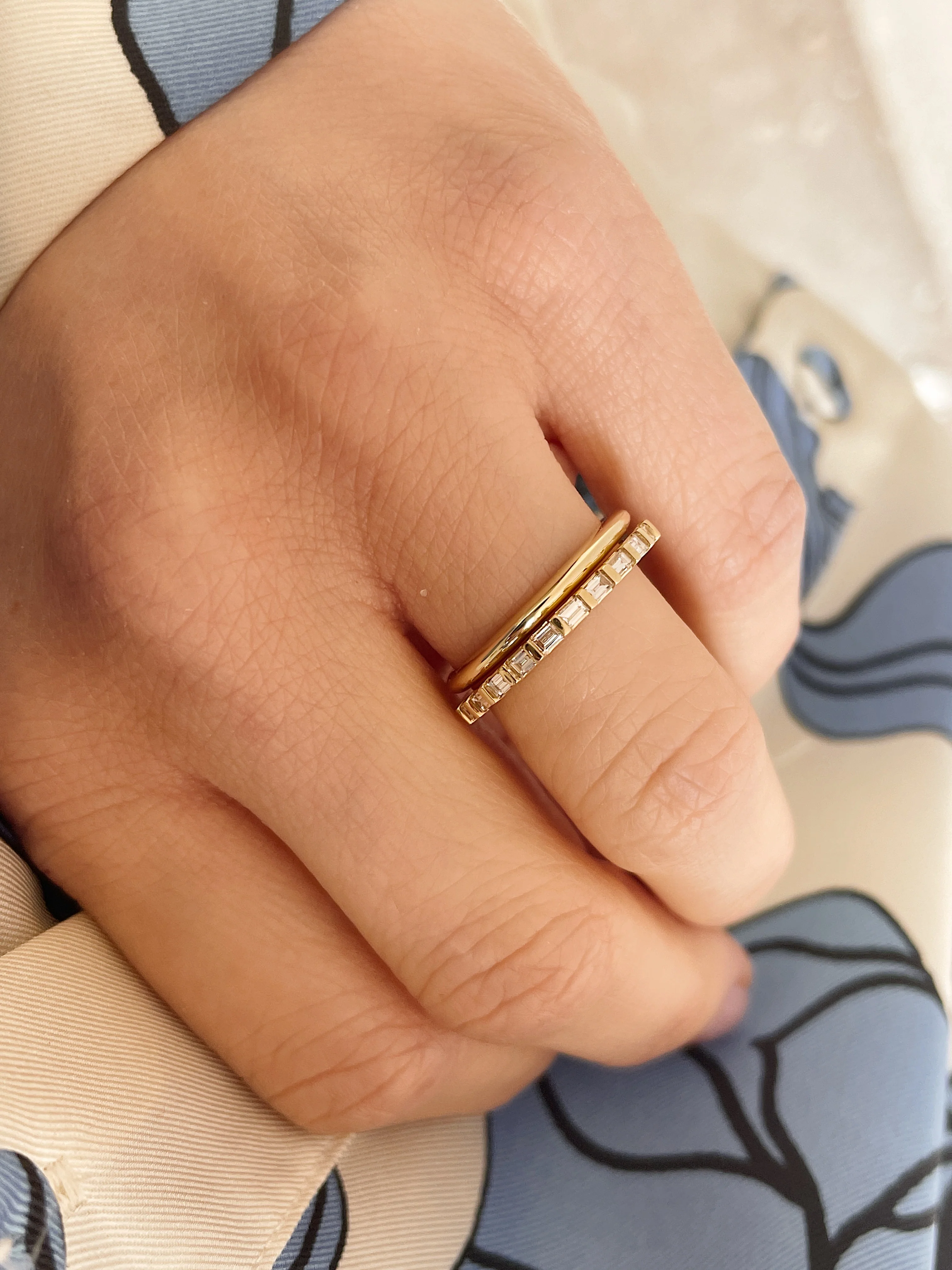 14k Yellow Gold Baguette Dash Band - Image 2