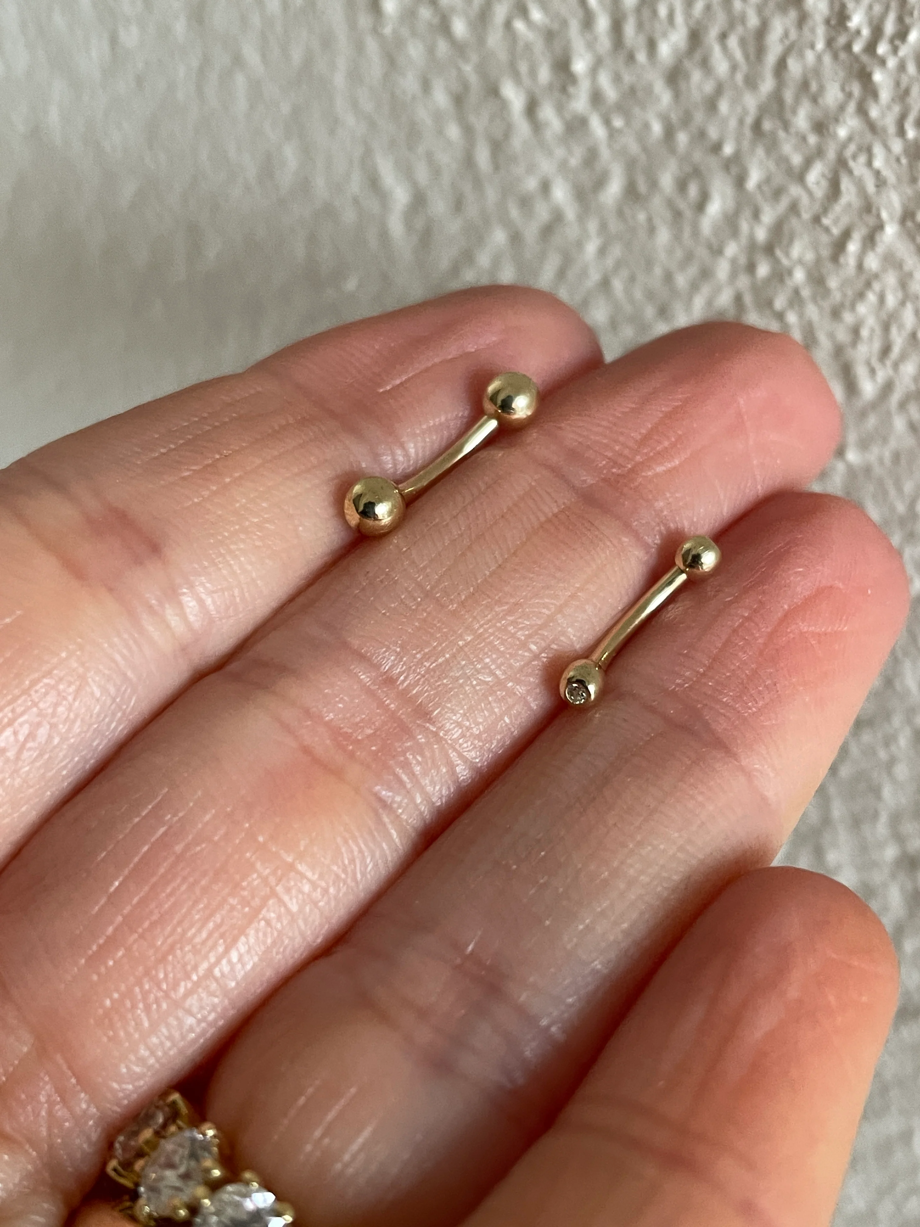 14k Yellow Gold Barbell - Image 4