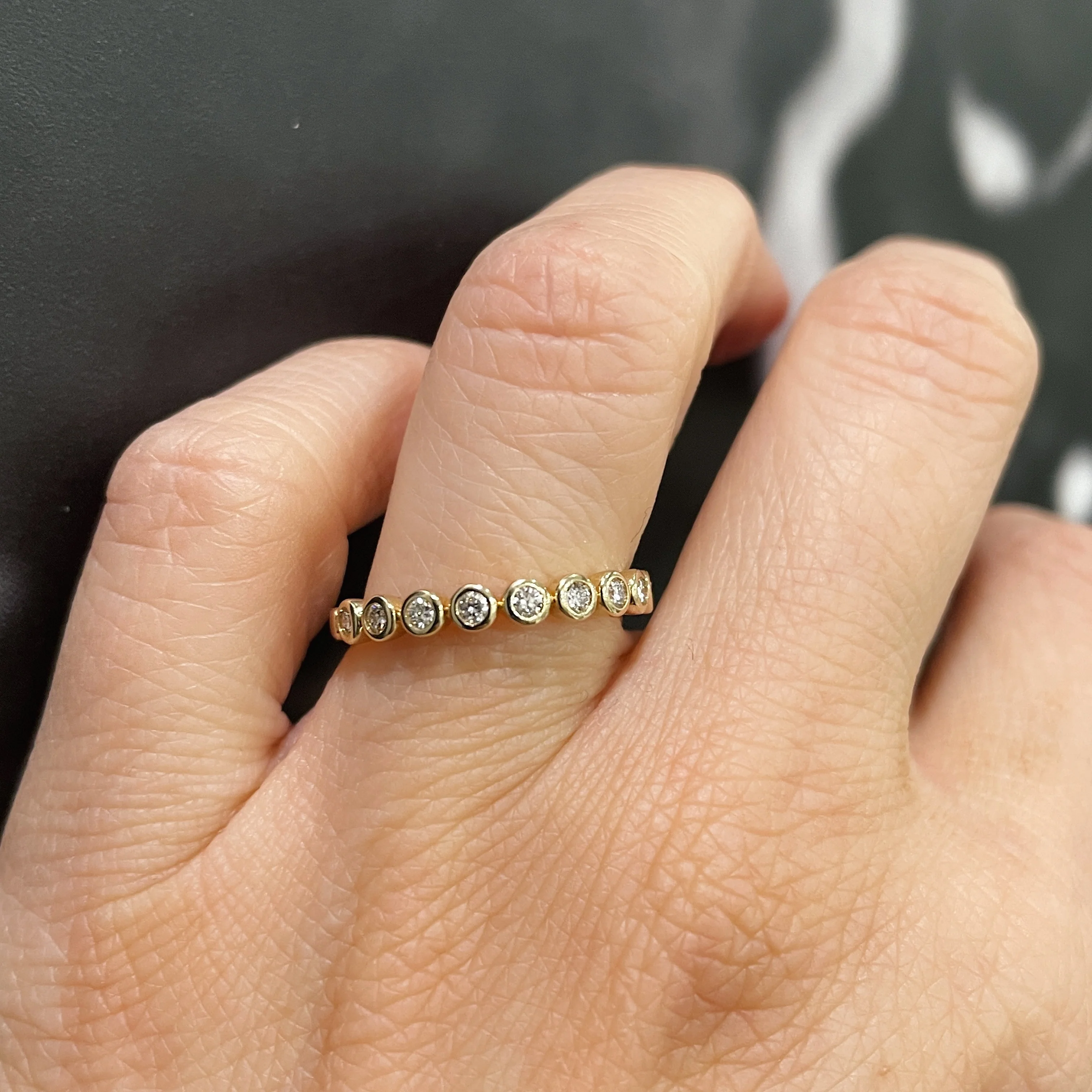 14k Yellow Gold Diamond Bezel Band - Image 2