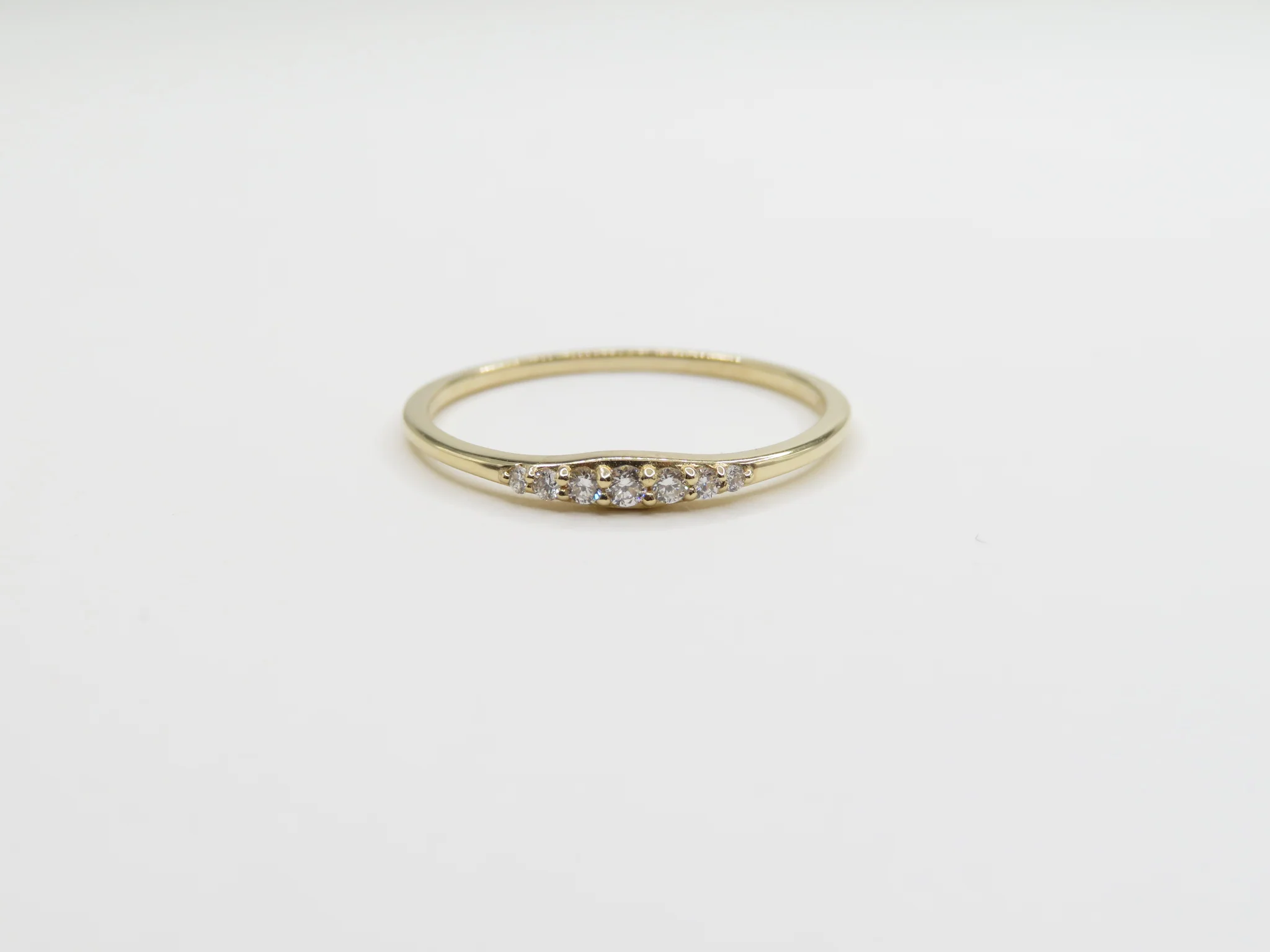 14k Yellow Gold Diamond Crescent Ring