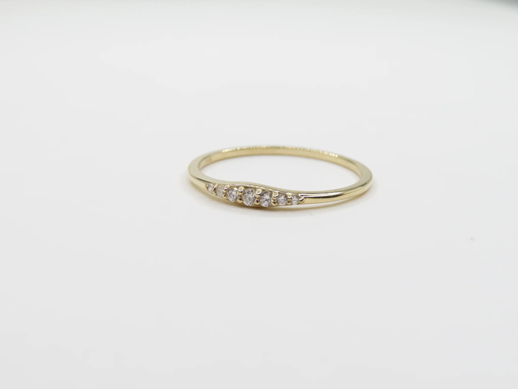 14k Yellow Gold Diamond Crescent Ring - Image 3