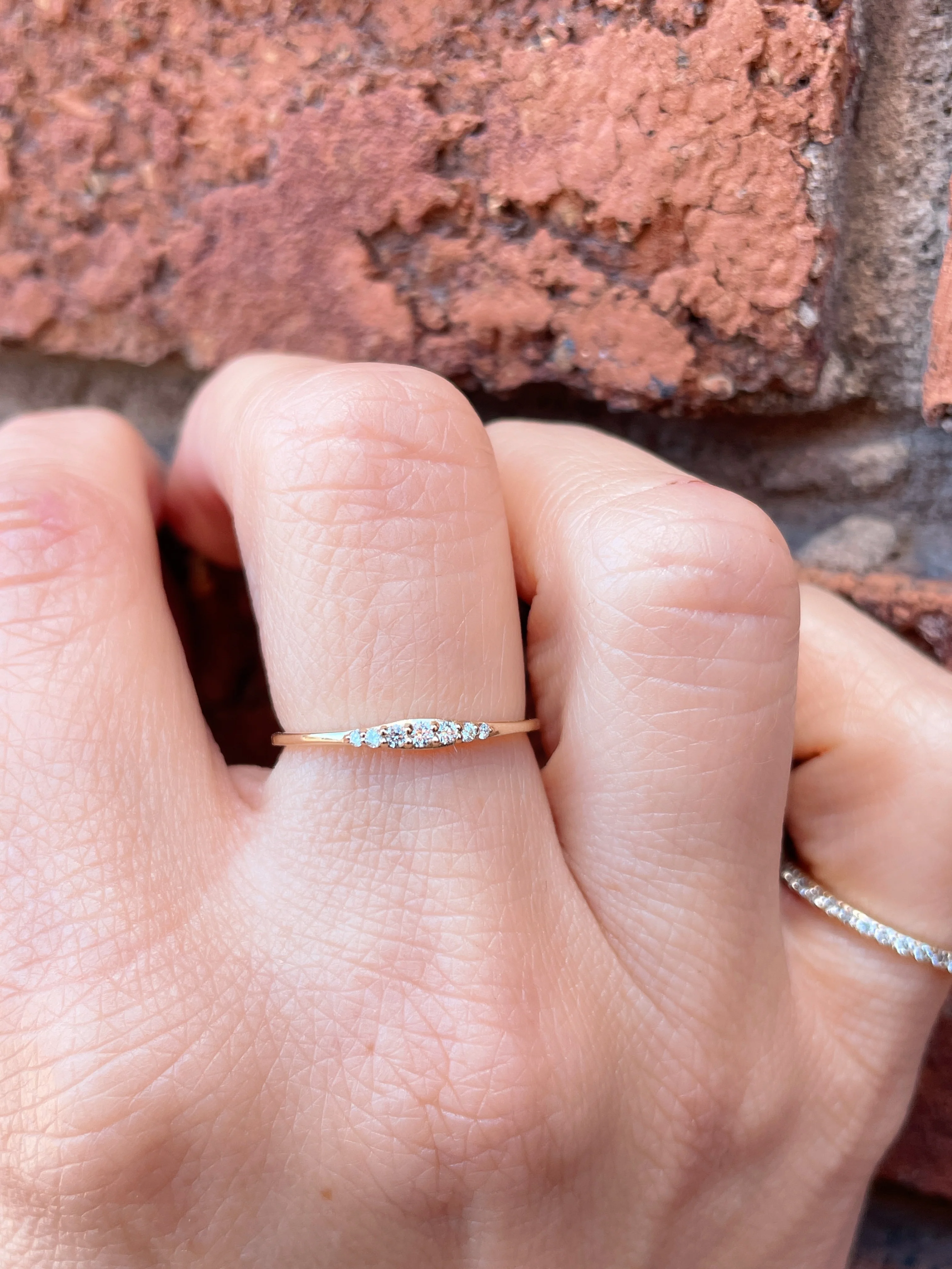 14k Yellow Gold Diamond Crescent Ring - Image 4