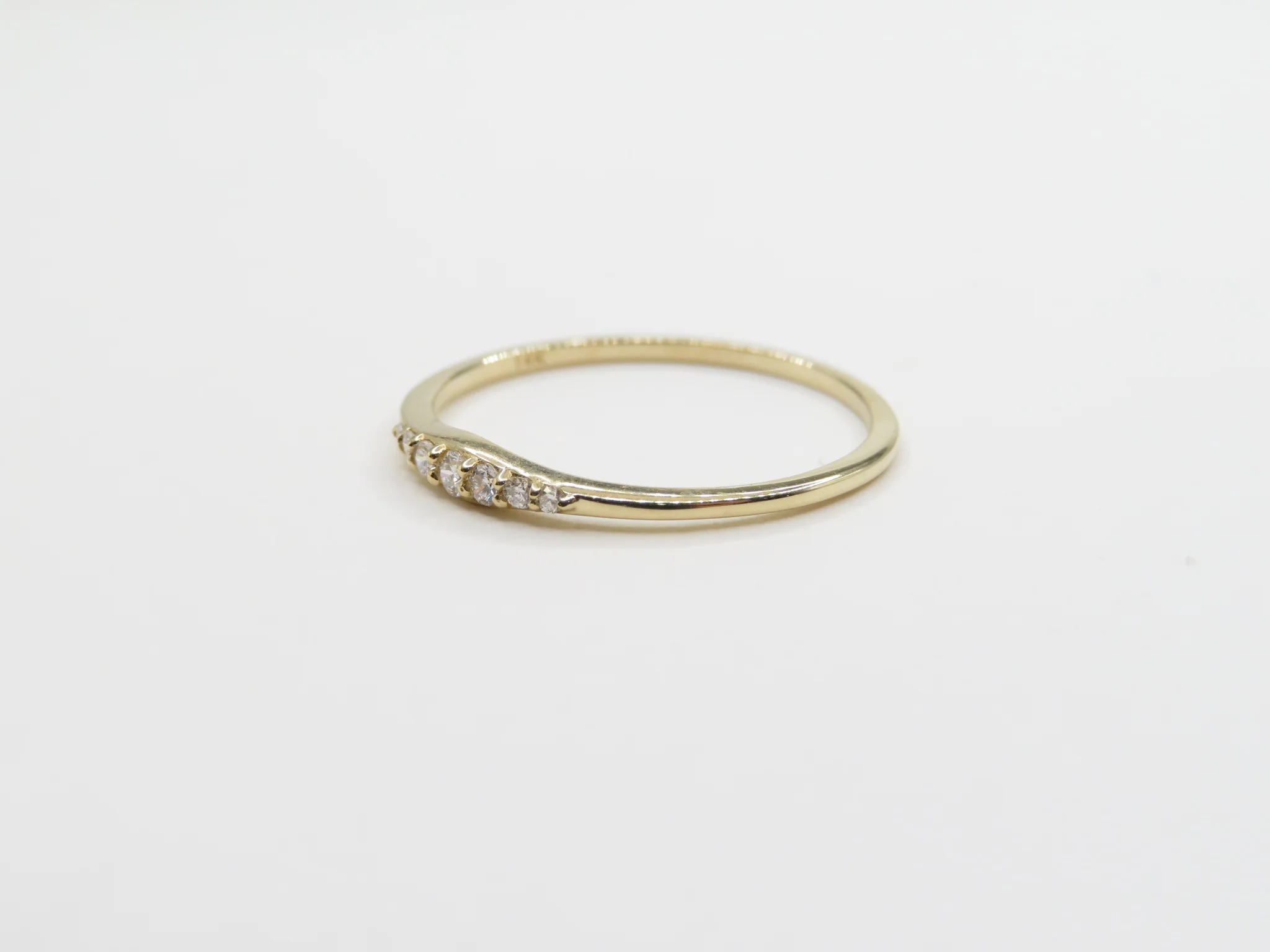 14k Yellow Gold Diamond Crescent Ring - Image 5