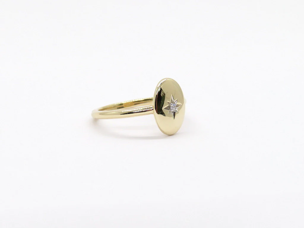 14k Yellow Gold Diamond Starburst Ring - Image 3