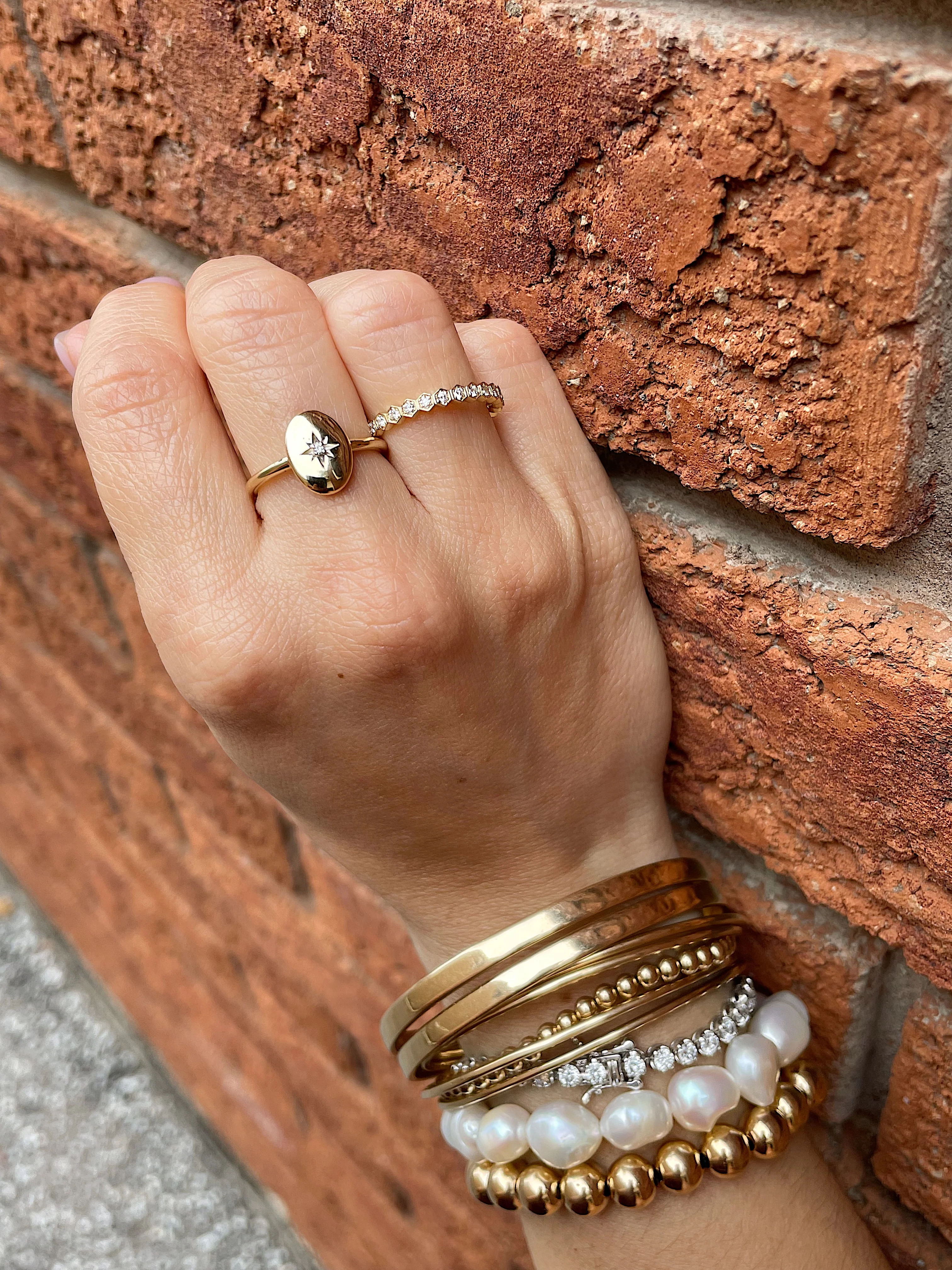 14k Yellow Gold Diamond Starburst Ring - Image 5