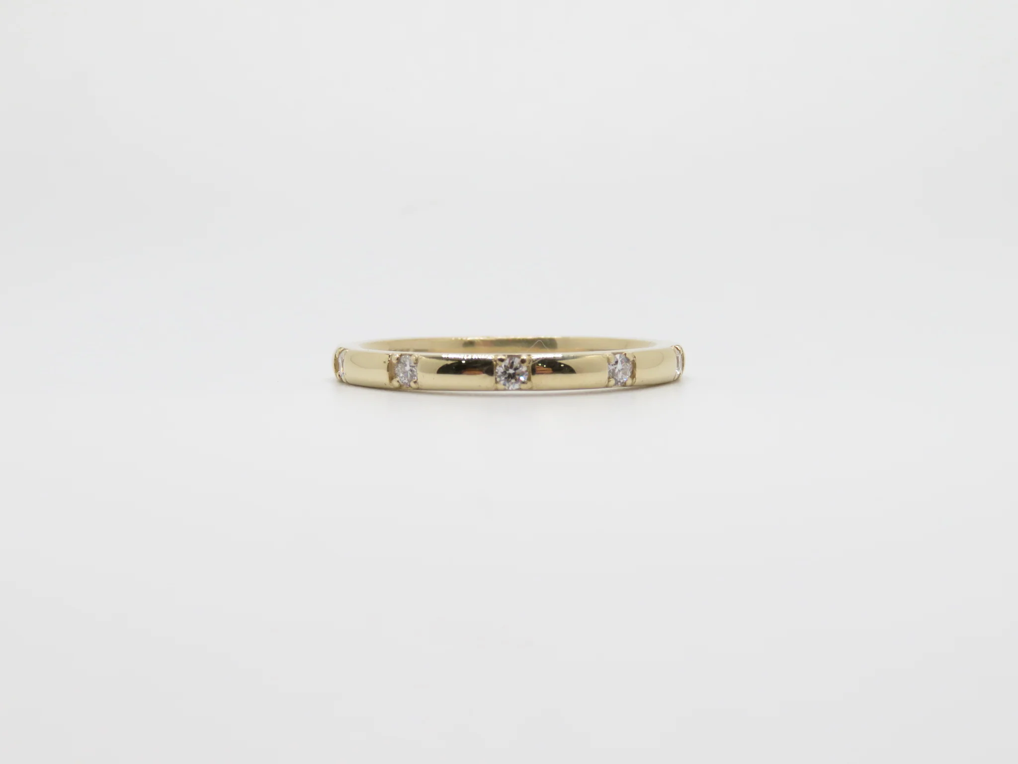 14k Yellow Gold Domed Diamond Station Band