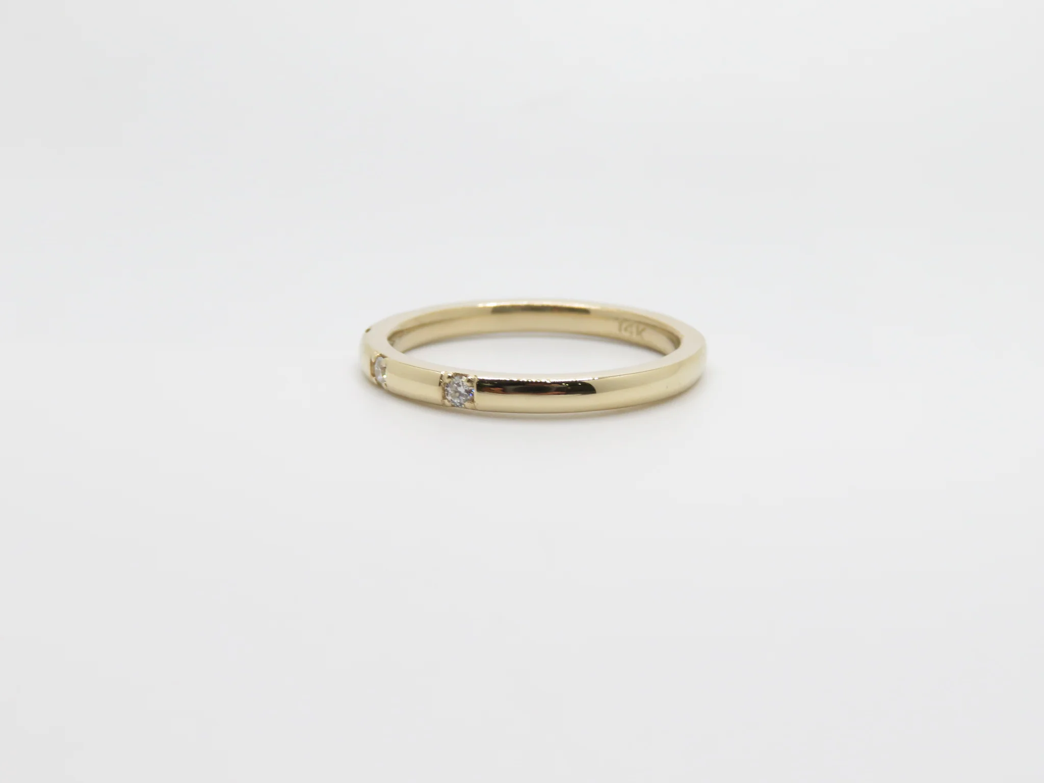 14k Yellow Gold Domed Diamond Station Band - Image 3